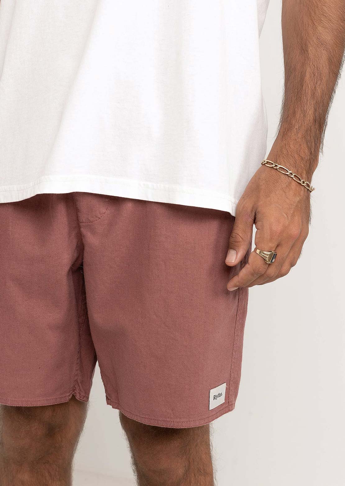 Rhythm Men's Classic Linen Jam Shorts Merlot