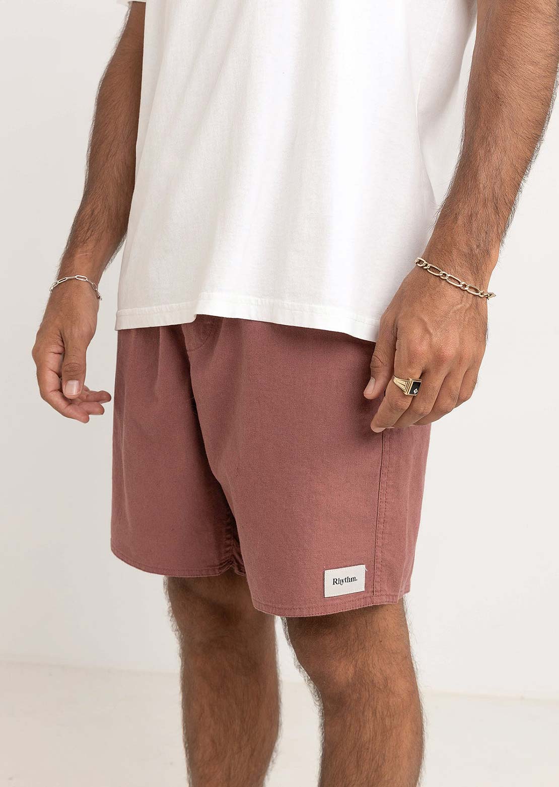 Rhythm Men's Classic Linen Jam Shorts Merlot