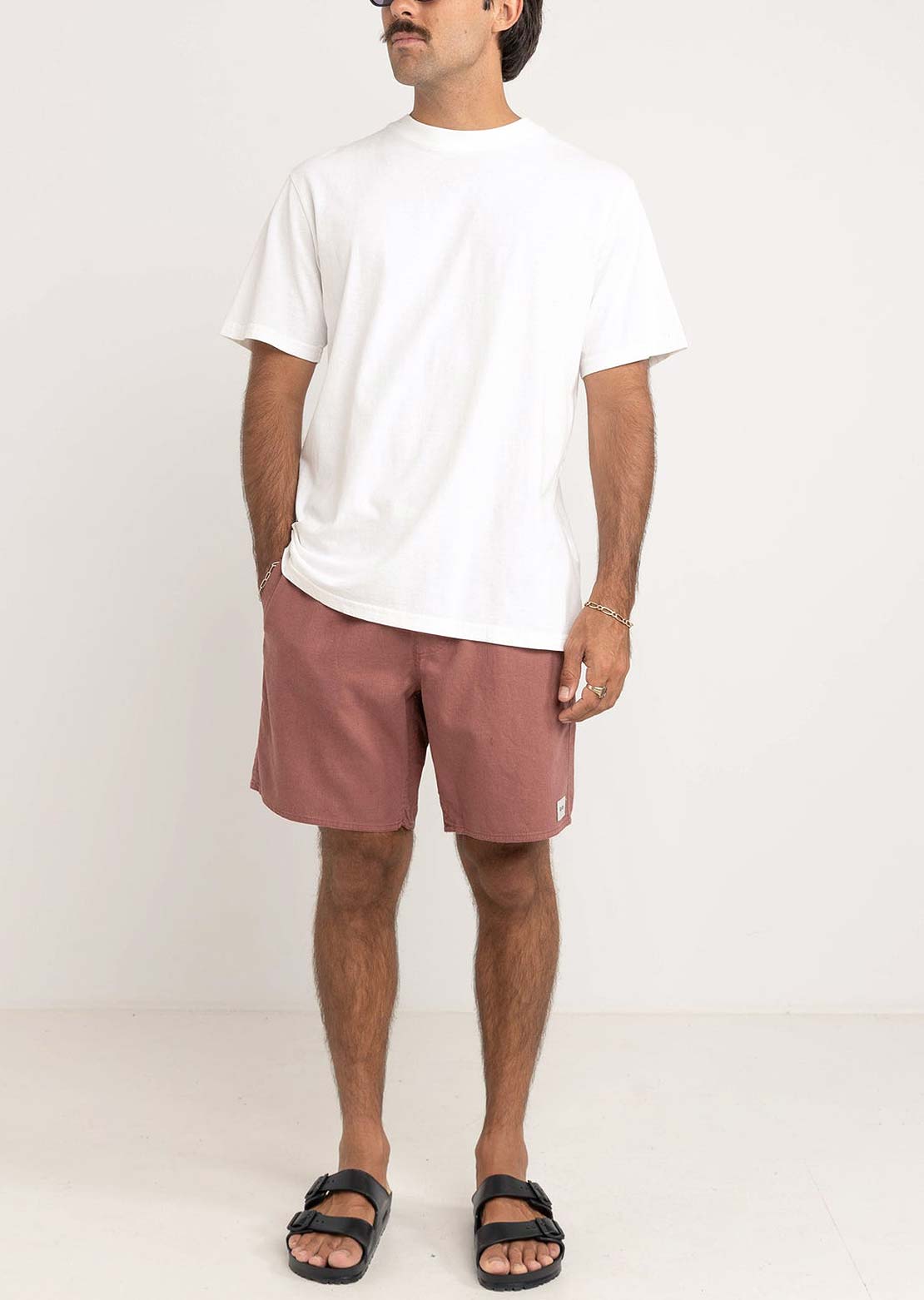 Rhythm Men's Classic Linen Jam Shorts Merlot