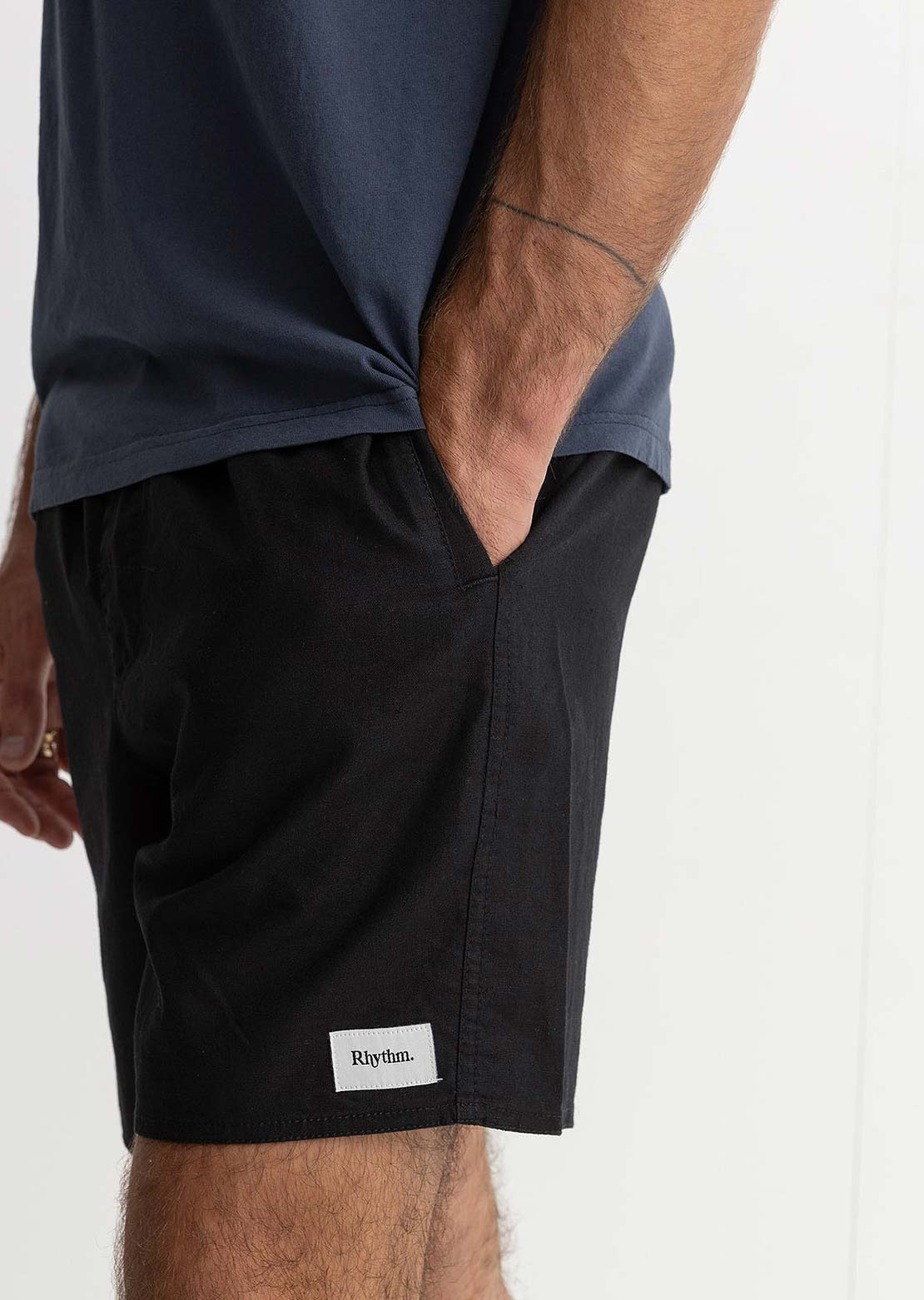 Rhythm Men's Classic Linen Jam Shorts Vintage Black