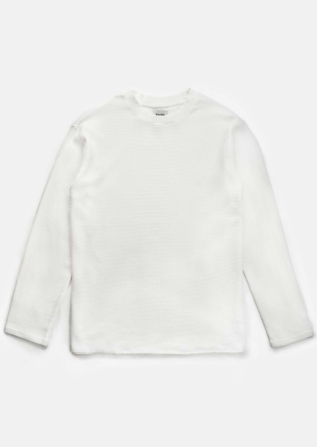 Rhythm Men's Classic Waffle Knit Sweater Vintage White