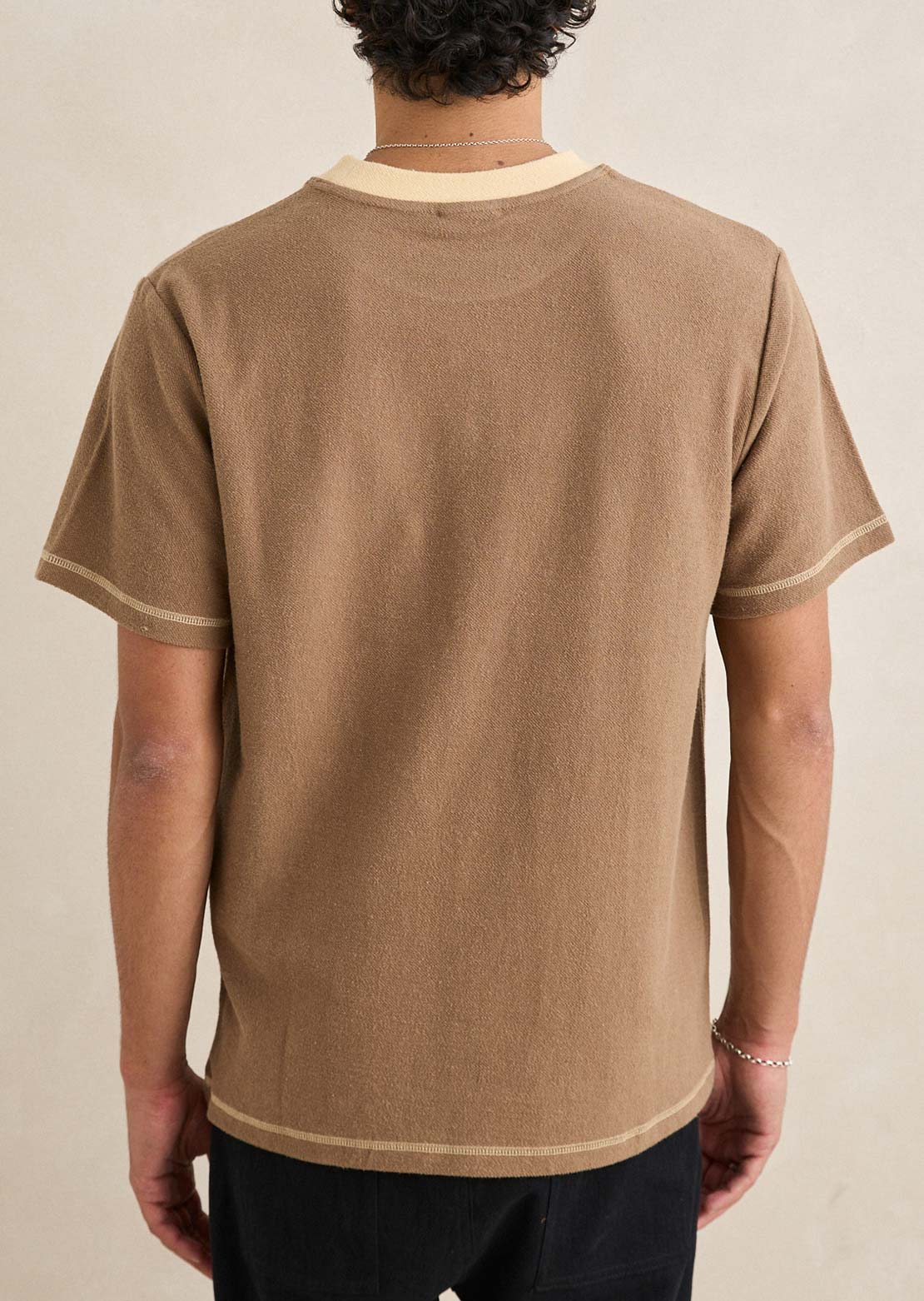 Rhythm Men's Contrast Vintage Terry T-Shirt Latte