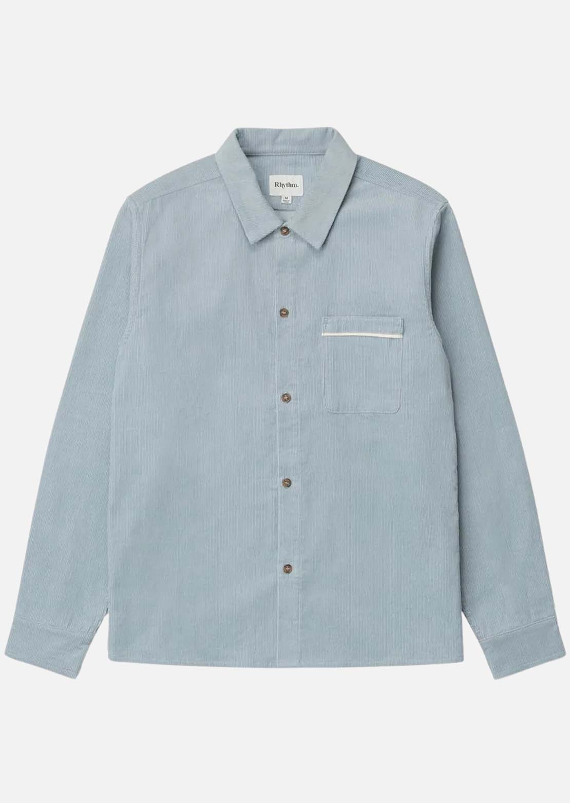 Rhythm Men's Corduroy Long Sleeve Button Up Shirt Mist