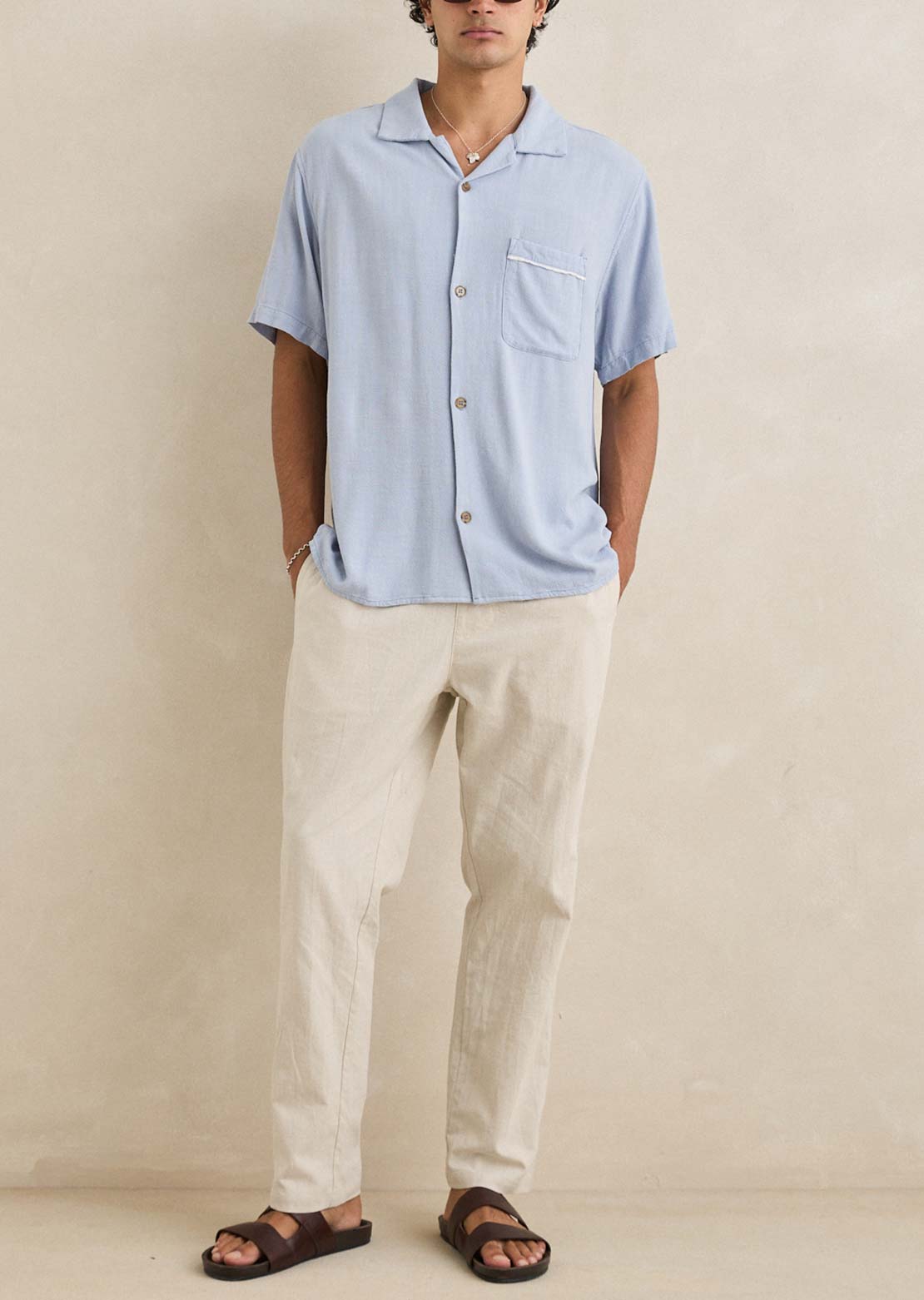 Rhythm Men's Daytona Button Up Shirt Sky