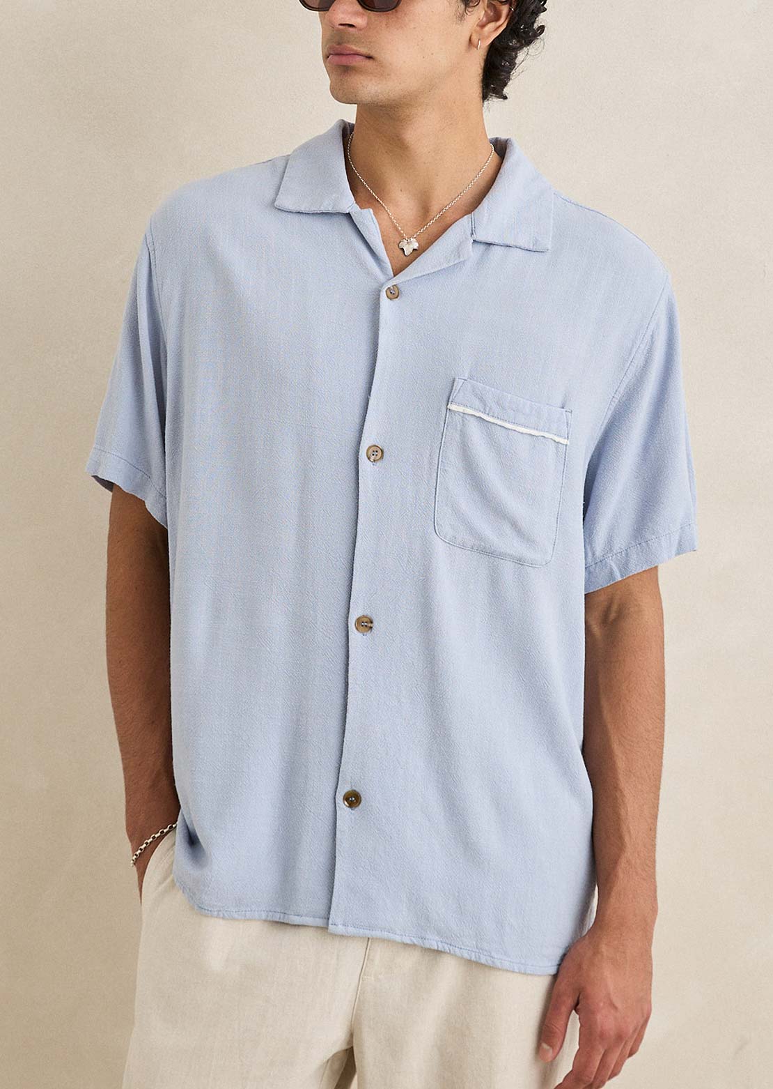 Rhythm Men's Daytona Button Up Shirt Sky