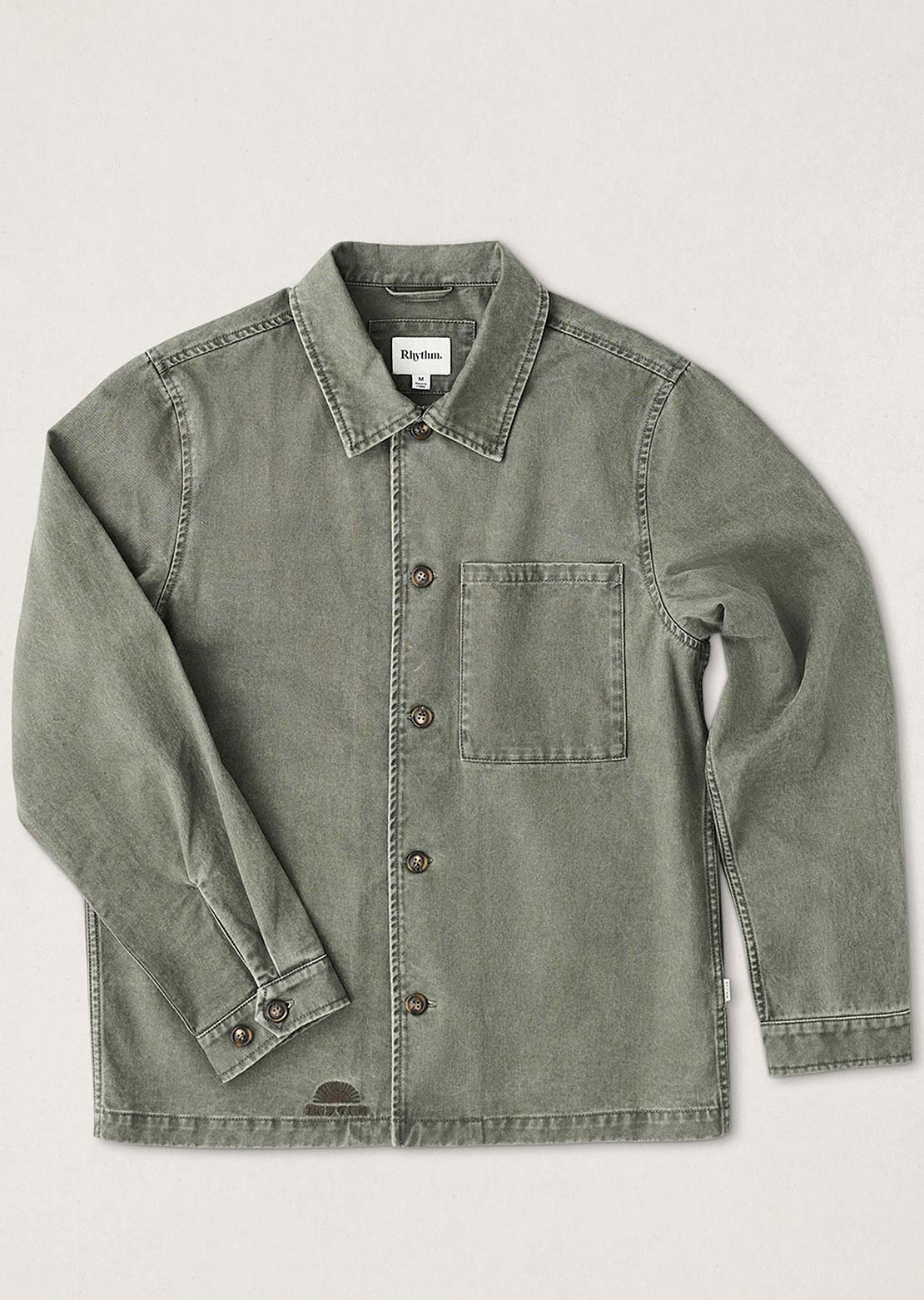 Rhythm Men's Field Guide Long Sleeve Button Up Shirt Stone