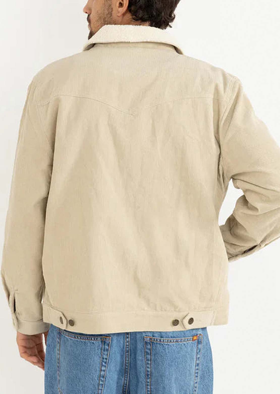 Rhythm Men's Flannel Lined Cord Trucker Jacket Oak