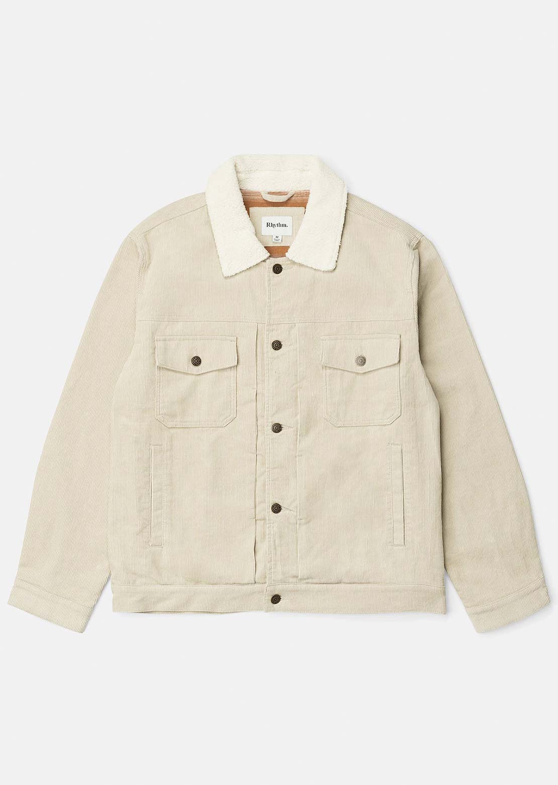 Rhythm Men's Flannel Lined Cord Trucker Jacket Oak