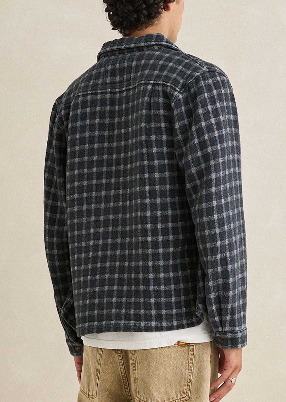 Rhythm Men's Jacquard Check Button Up Shirt Charcoal