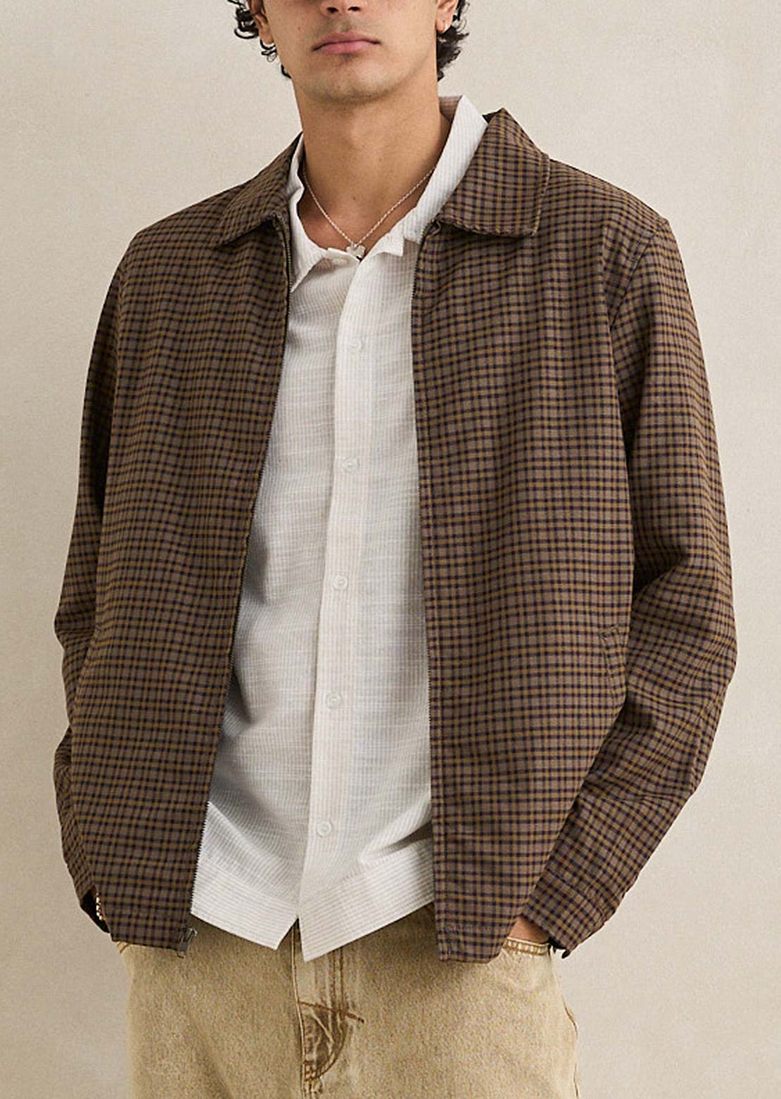 Rhythm Men's Jordy Check Jacket Olive