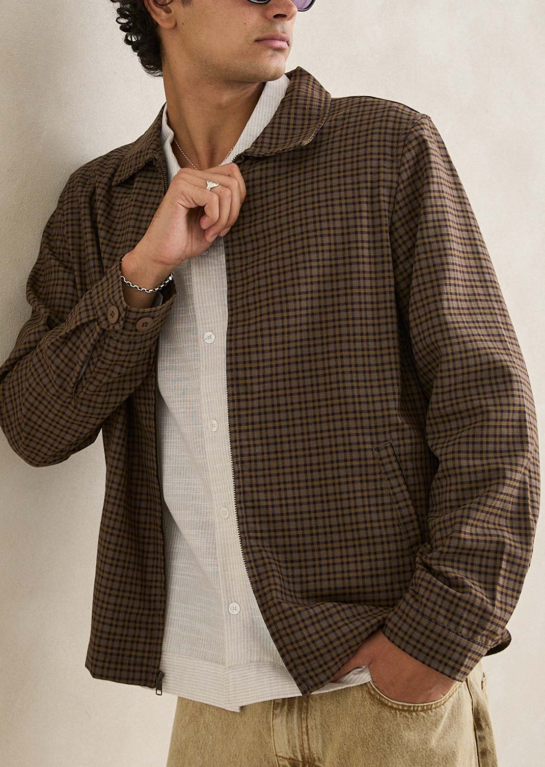 Rhythm Men's Jordy Check Jacket Olive