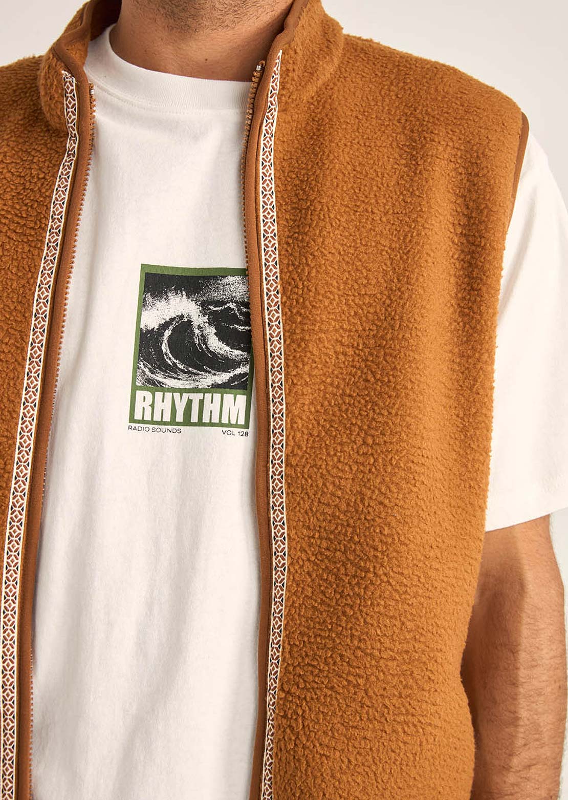 Rhythm Men's Marco Sherpa Vest Tobacco