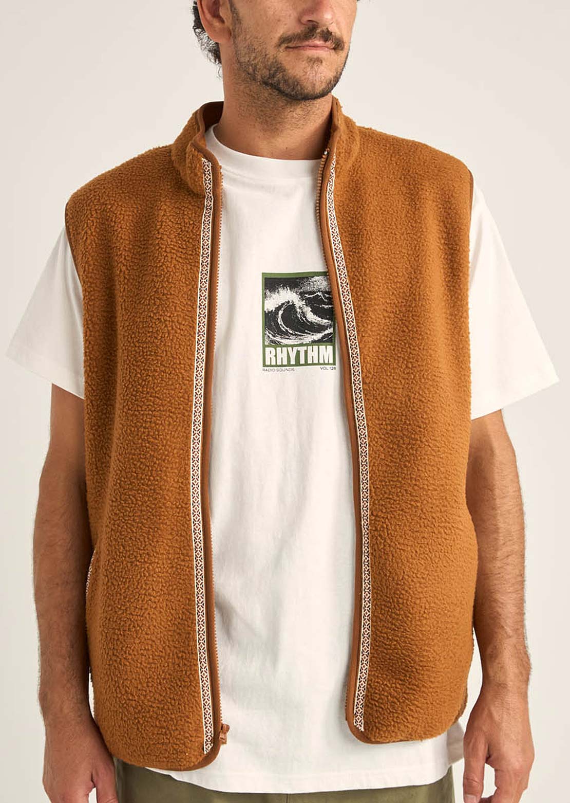Rhythm Men's Marco Sherpa Vest Tobacco