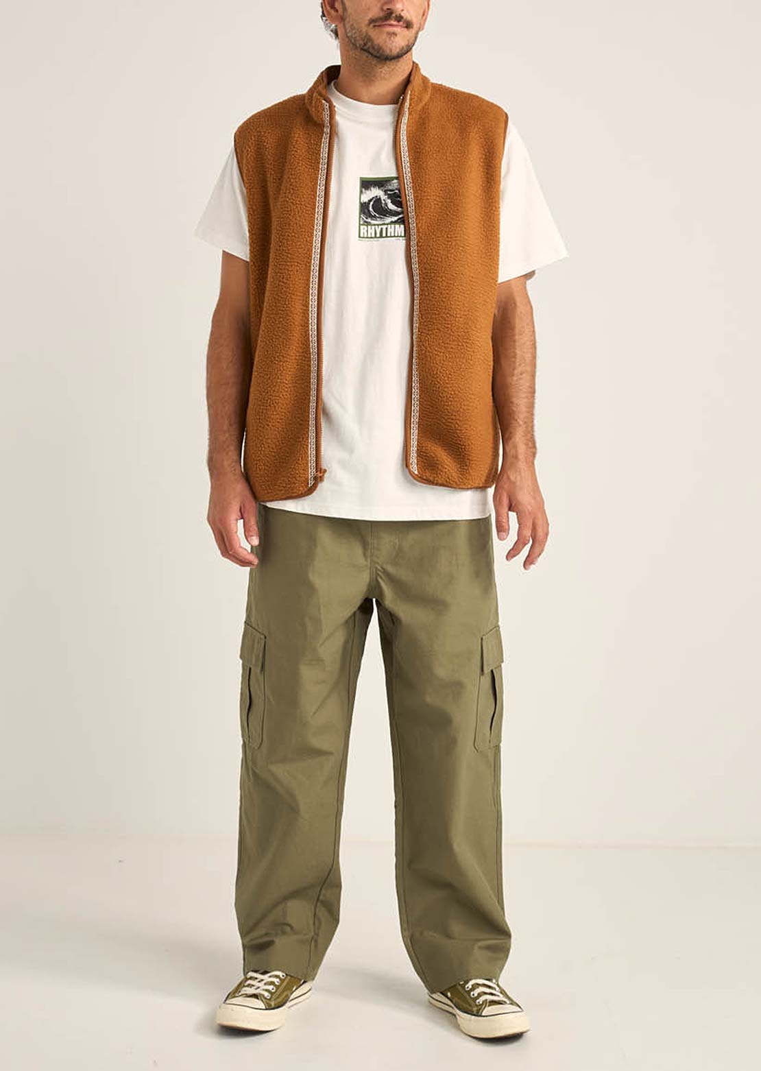 Rhythm Men's Marco Sherpa Vest Tobacco