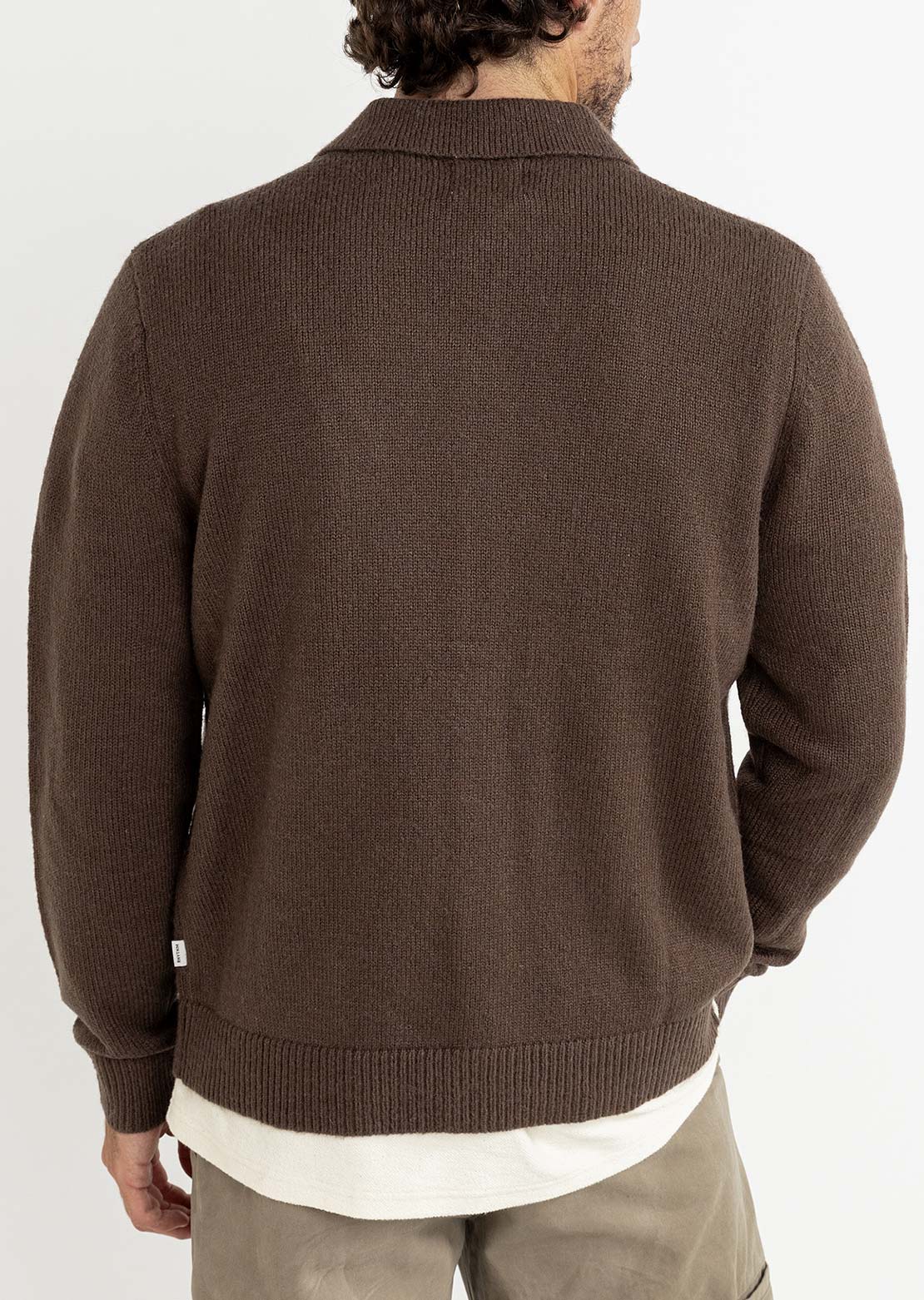 Rhythm Men's Mohair Knit Button Up Shirt Chocolate