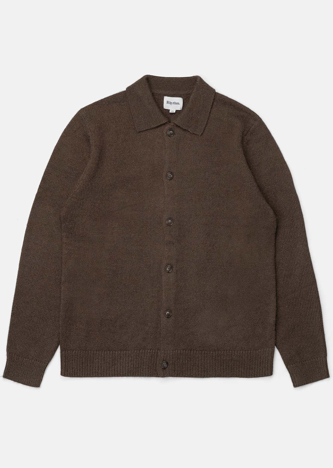 Rhythm Men's Mohair Knit Button Up Shirt Chocolate
