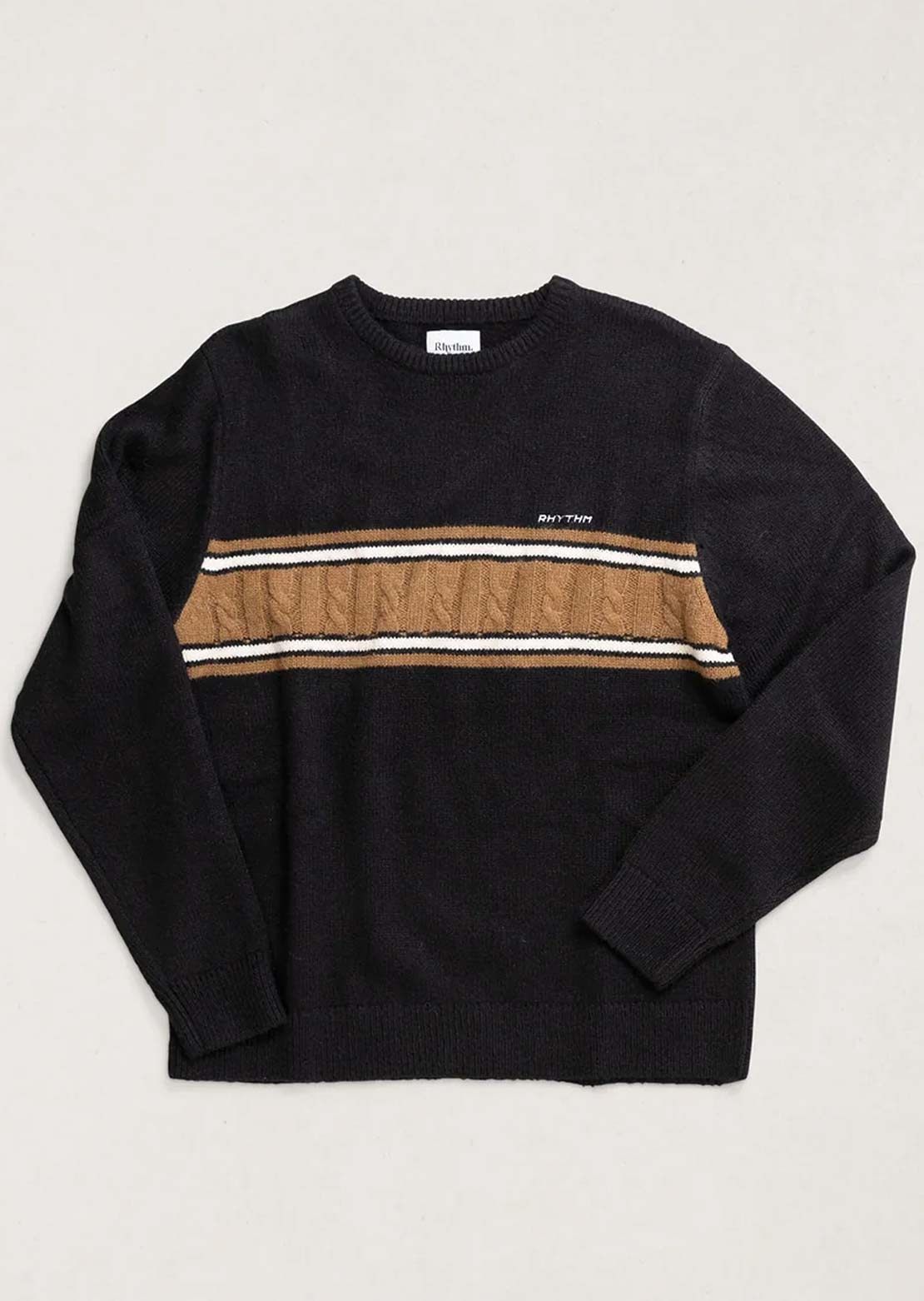 Rhythm Men's Mohair Stripe Knit Sweater Black