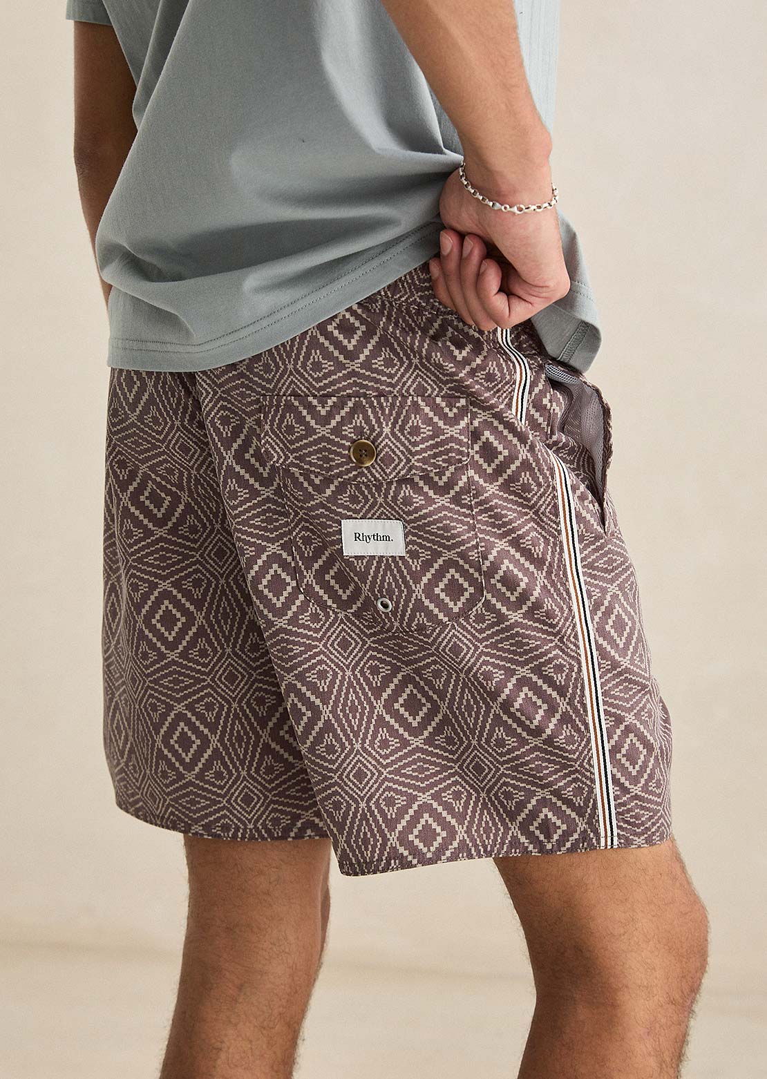 Rhythm Men's Mosaic Heritage Beach Shorts Latte