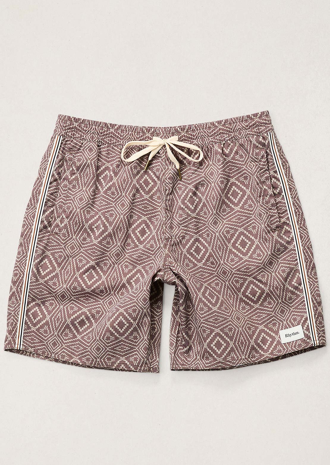 Rhythm Men's Mosaic Heritage Beach Shorts Latte