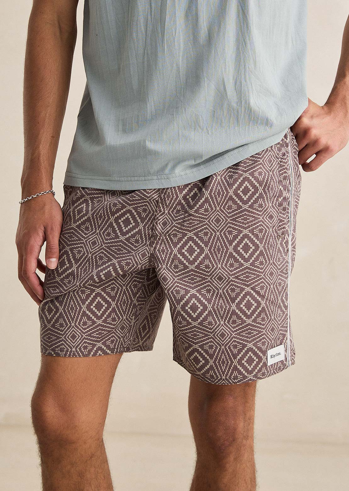 Rhythm Men's Mosaic Heritage Beach Shorts Latte
