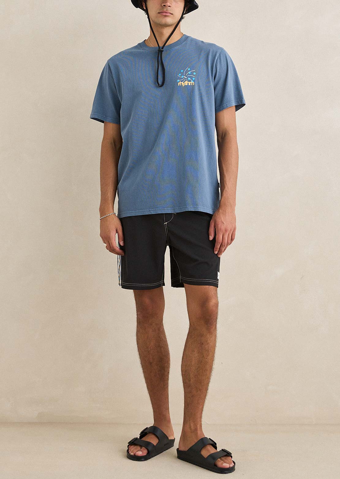 Rhythm Men's Panel Stripe Beach Shorts Black