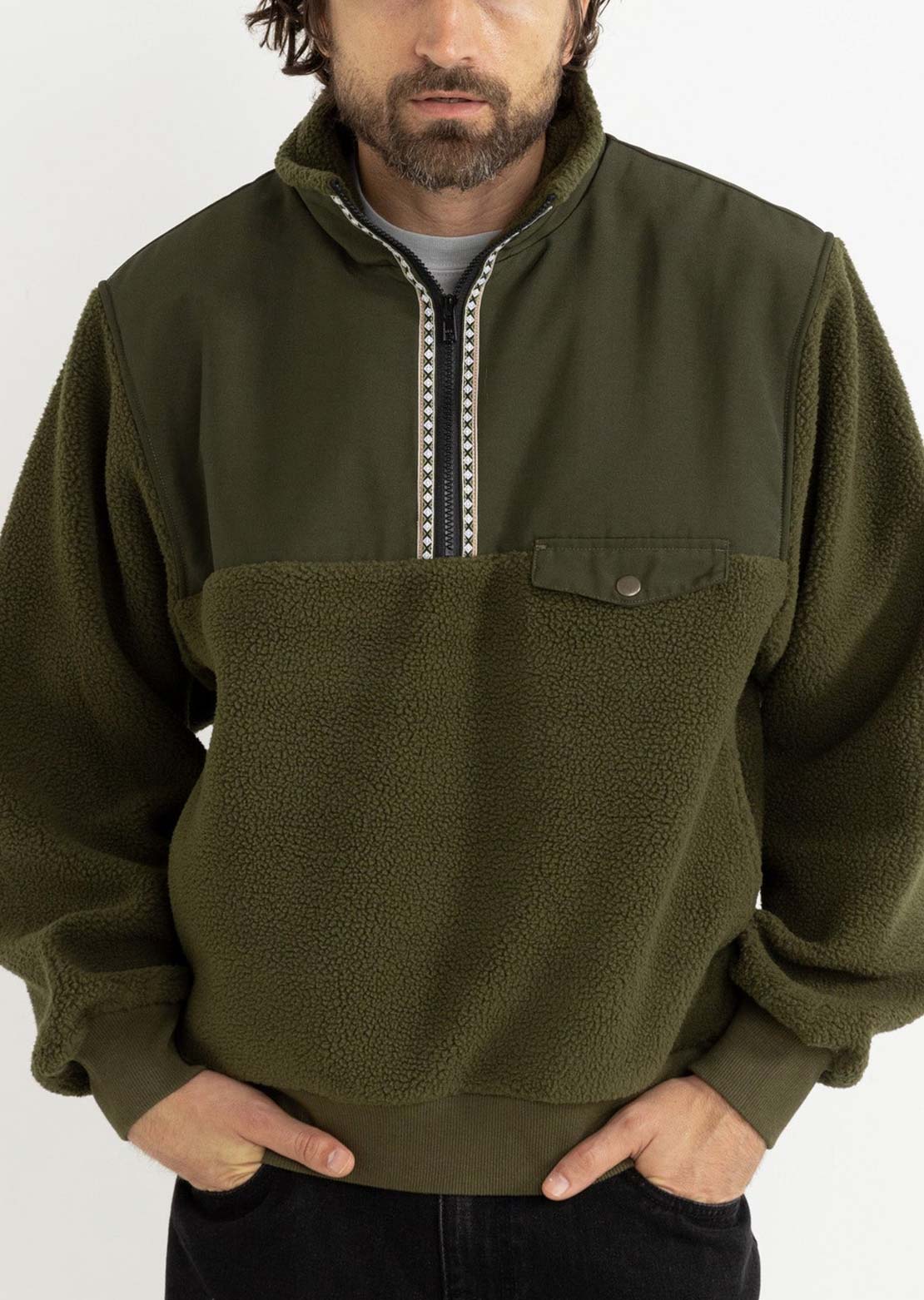 Rhythm Men's Pfeiffer Sherpa Fleece Olive