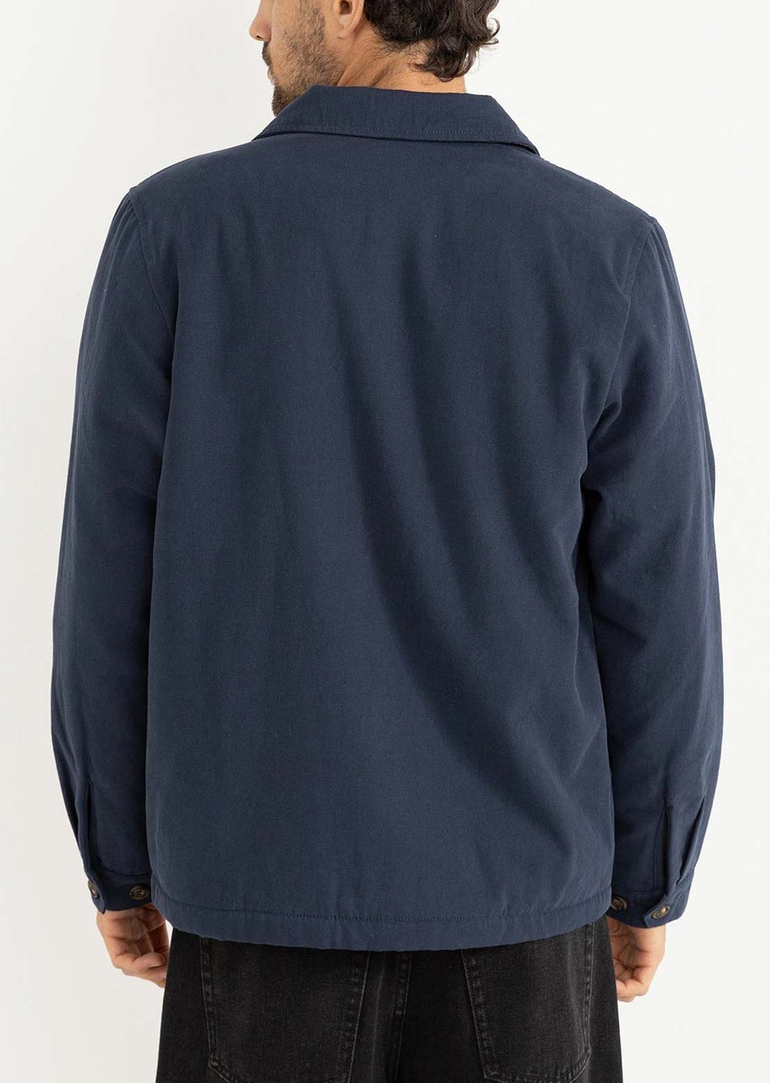 Rhythm Men's Sherpa Lined Work Button Up Shirt Navy