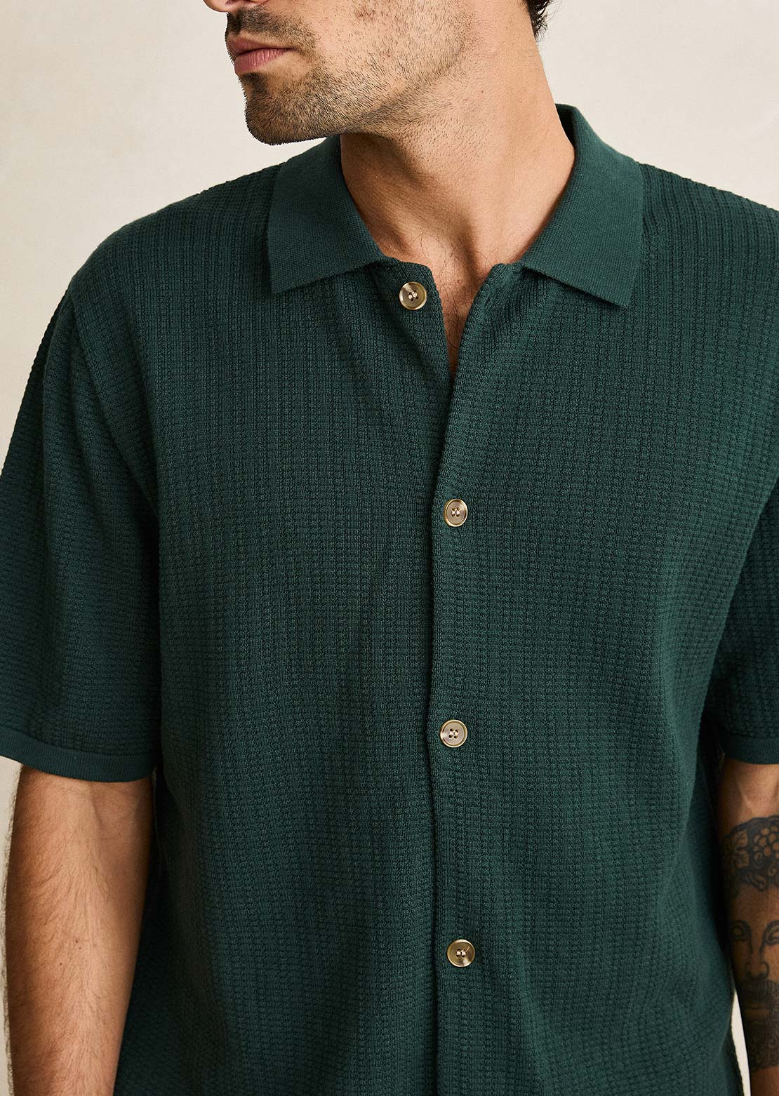 Rhythm Men's Textured Knit Button Up Shirt