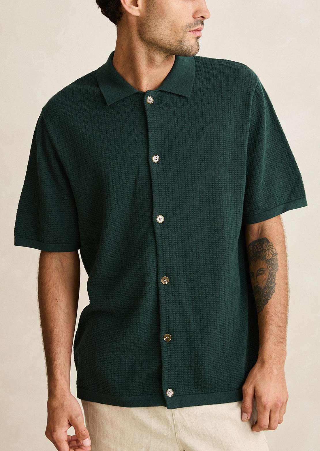 Rhythm Men's Textured Knit Button Up Shirt