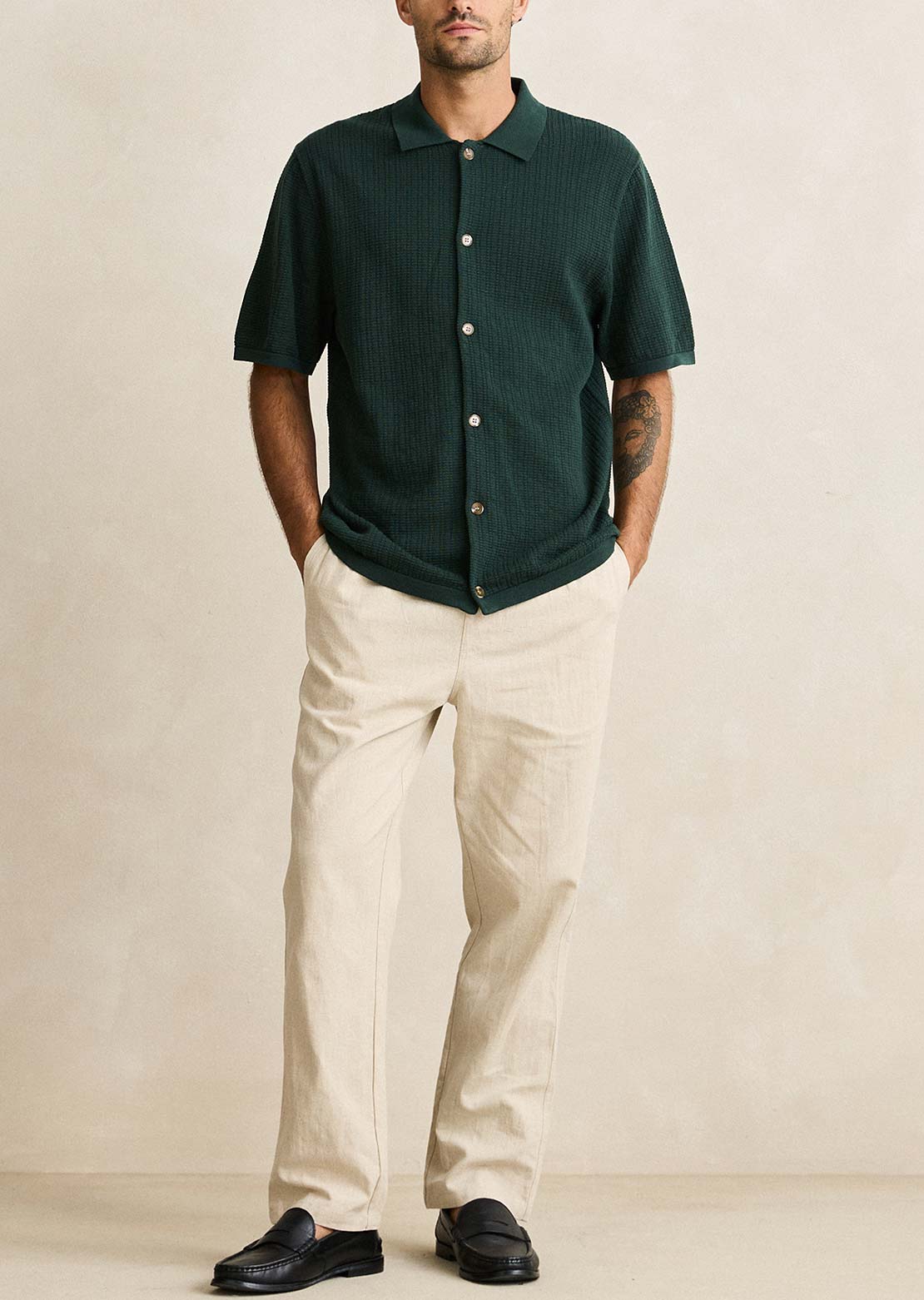 Rhythm Men's Textured Knit Button Up Shirt