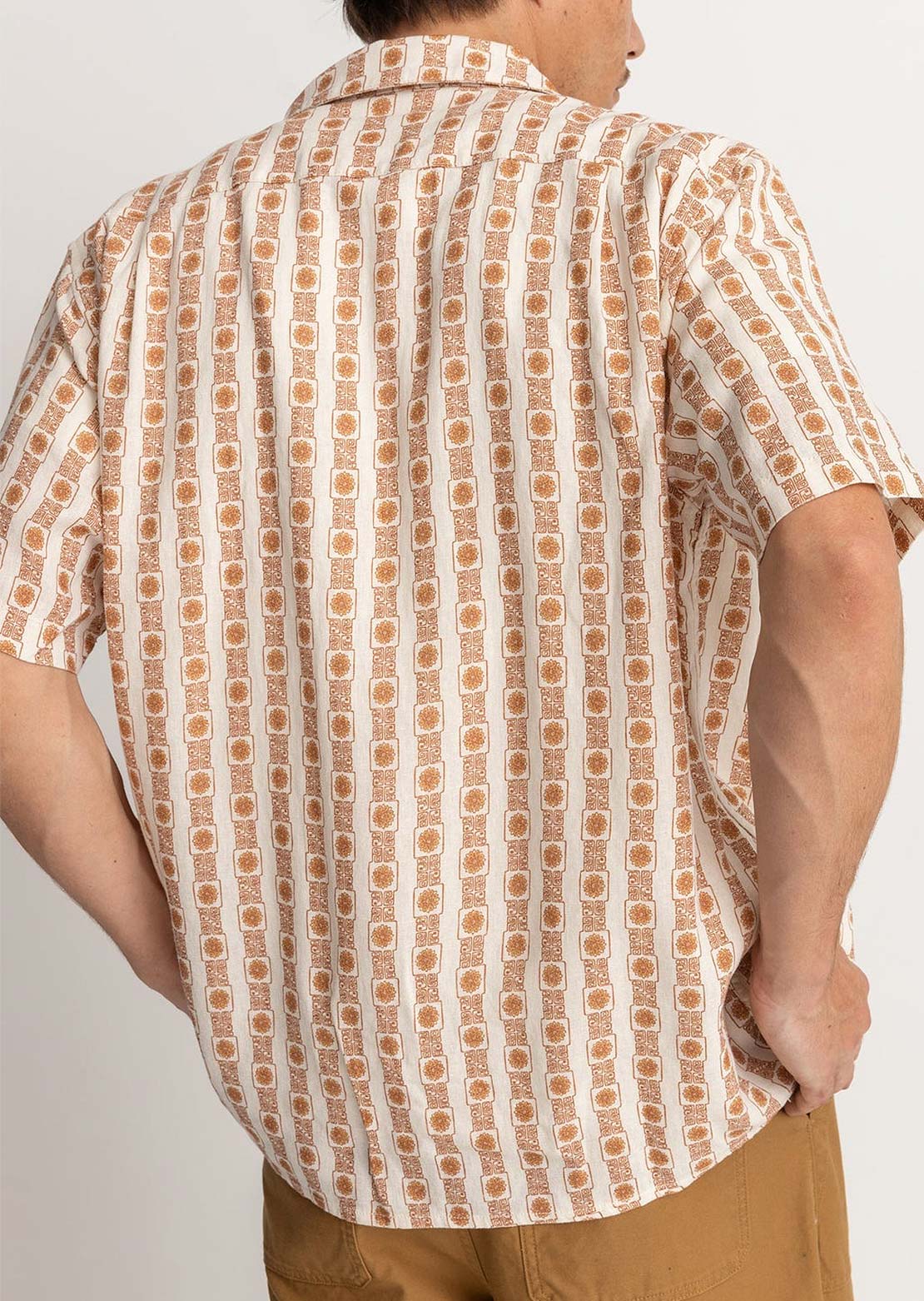 Rhythm Men's Tile Stripe Button Up Shirt Natural