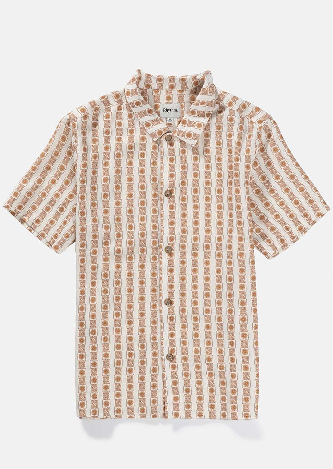 Rhythm Men's Tile Stripe Button Up Shirt Natural