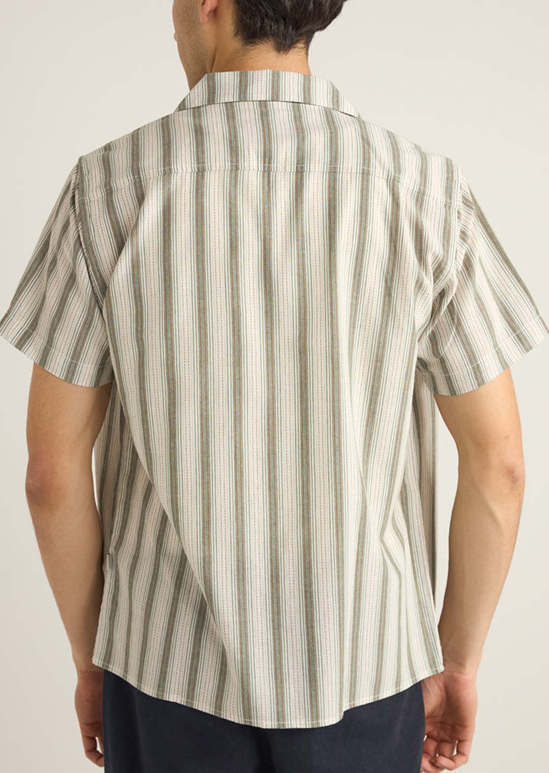 Rhythm Men's Vacation Stripe Button Up Shirt Fern