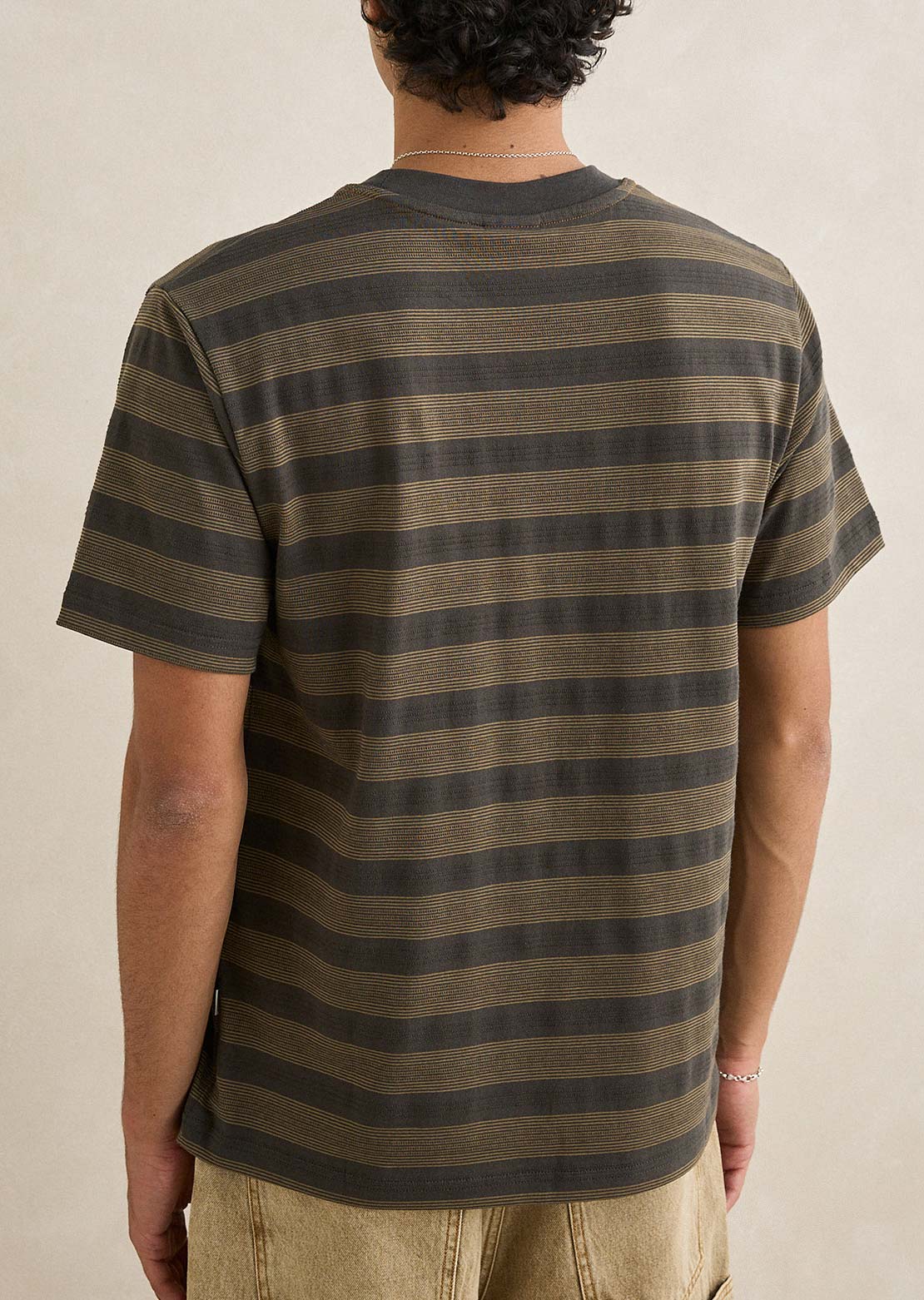 Rhythm Men's Vintage Jacquard Stripe T-Shirt Olive