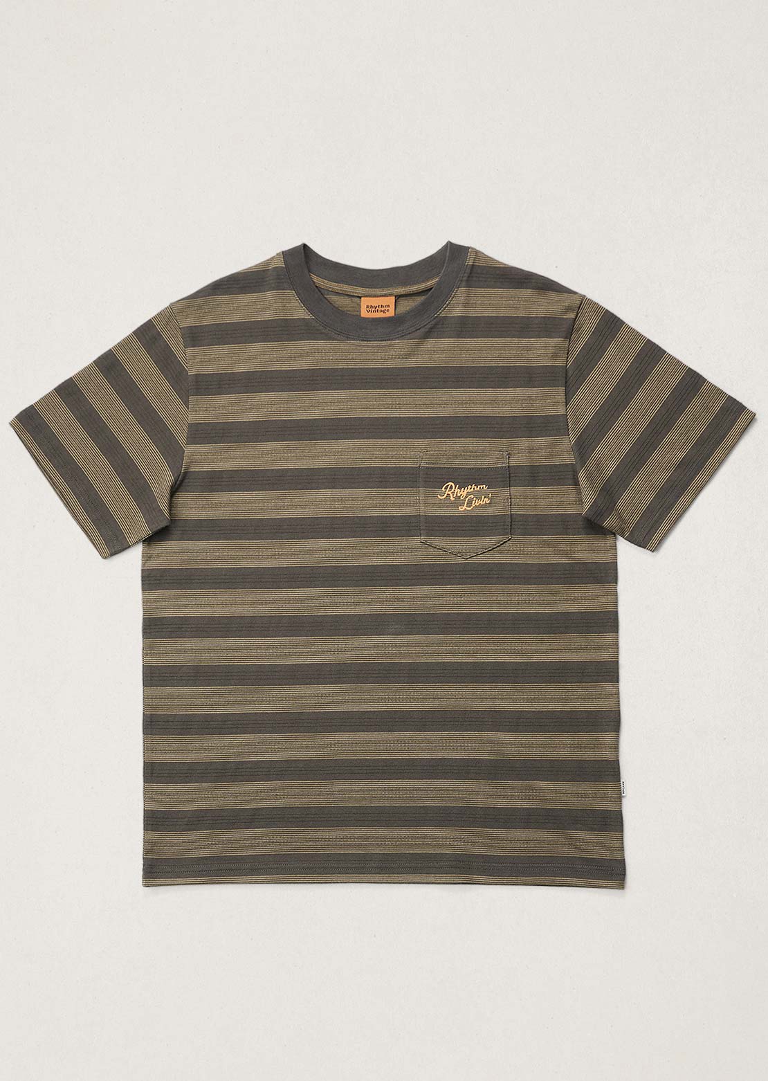 Rhythm Men's Vintage Jacquard Stripe T-Shirt Olive