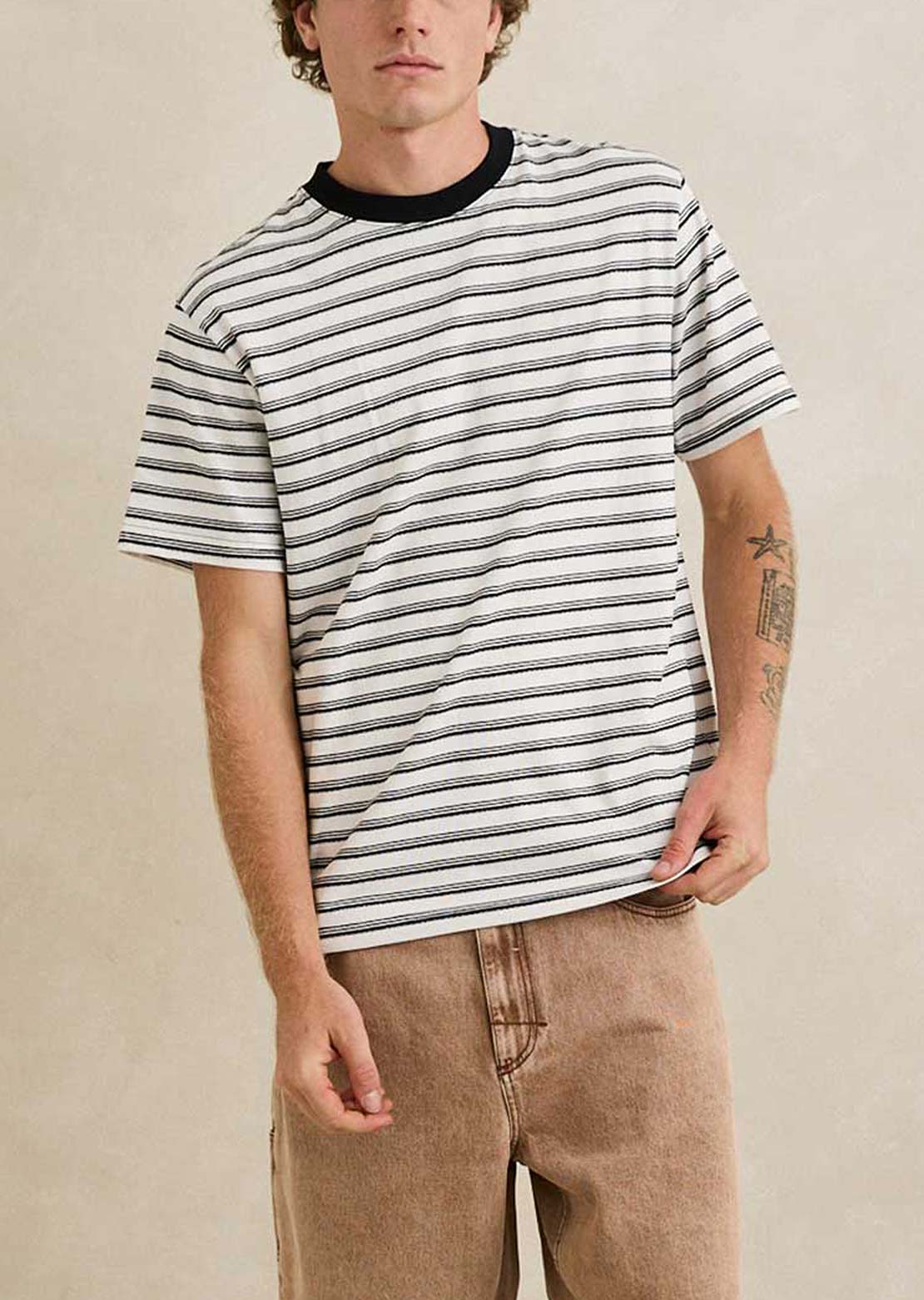 Rhythm Men's Vintage Stripe T-Shirt Natural