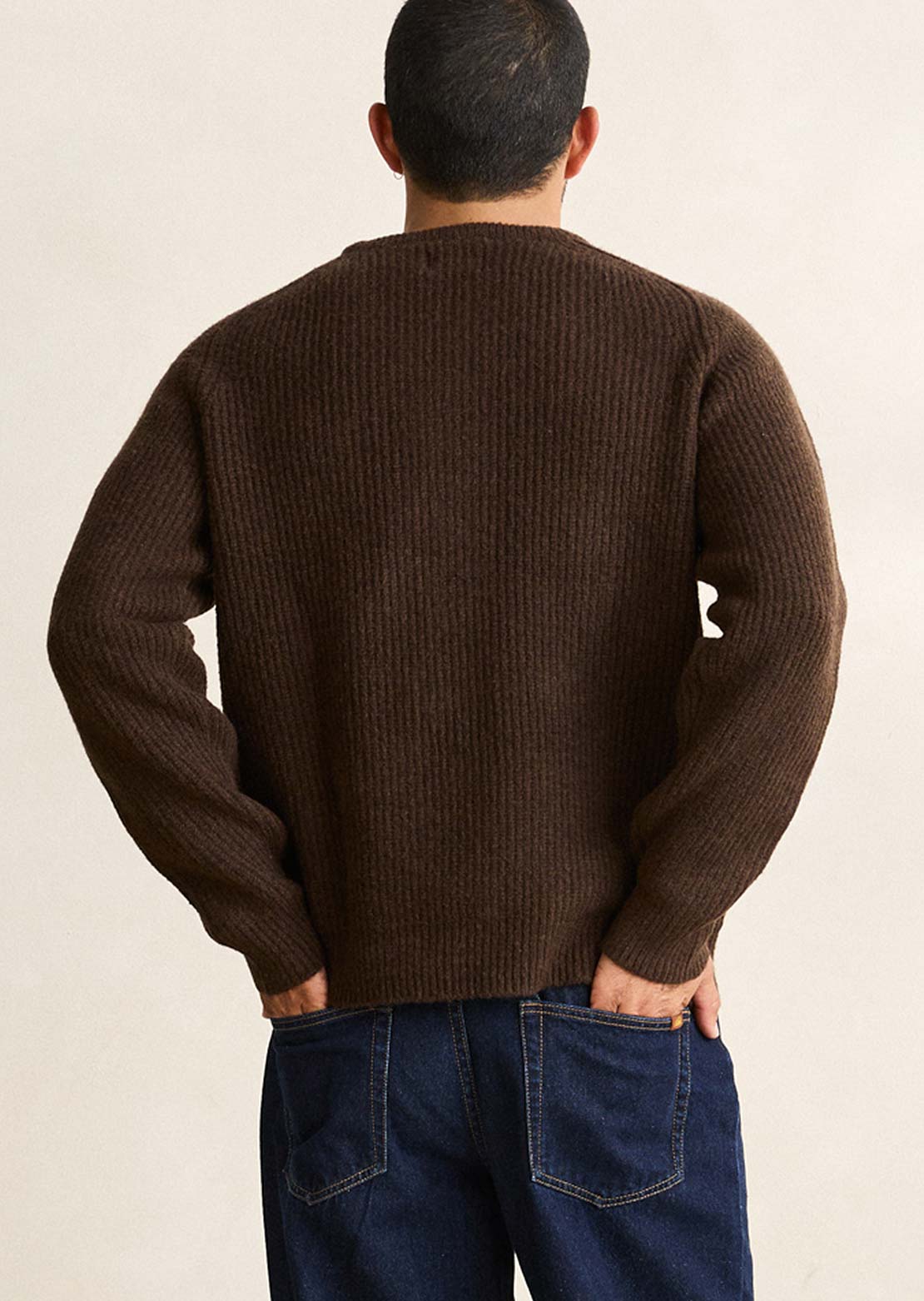Rhythm Men's Vintage Waffle Knit Sweater Chocolate
