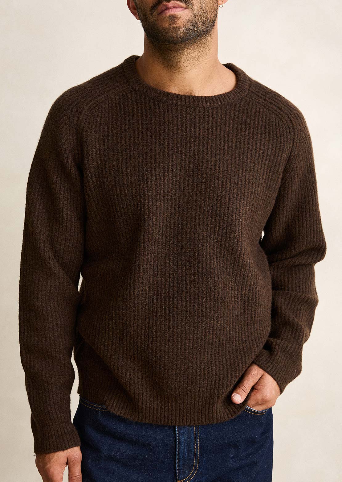 Rhythm Men's Vintage Waffle Knit Sweater Chocolate