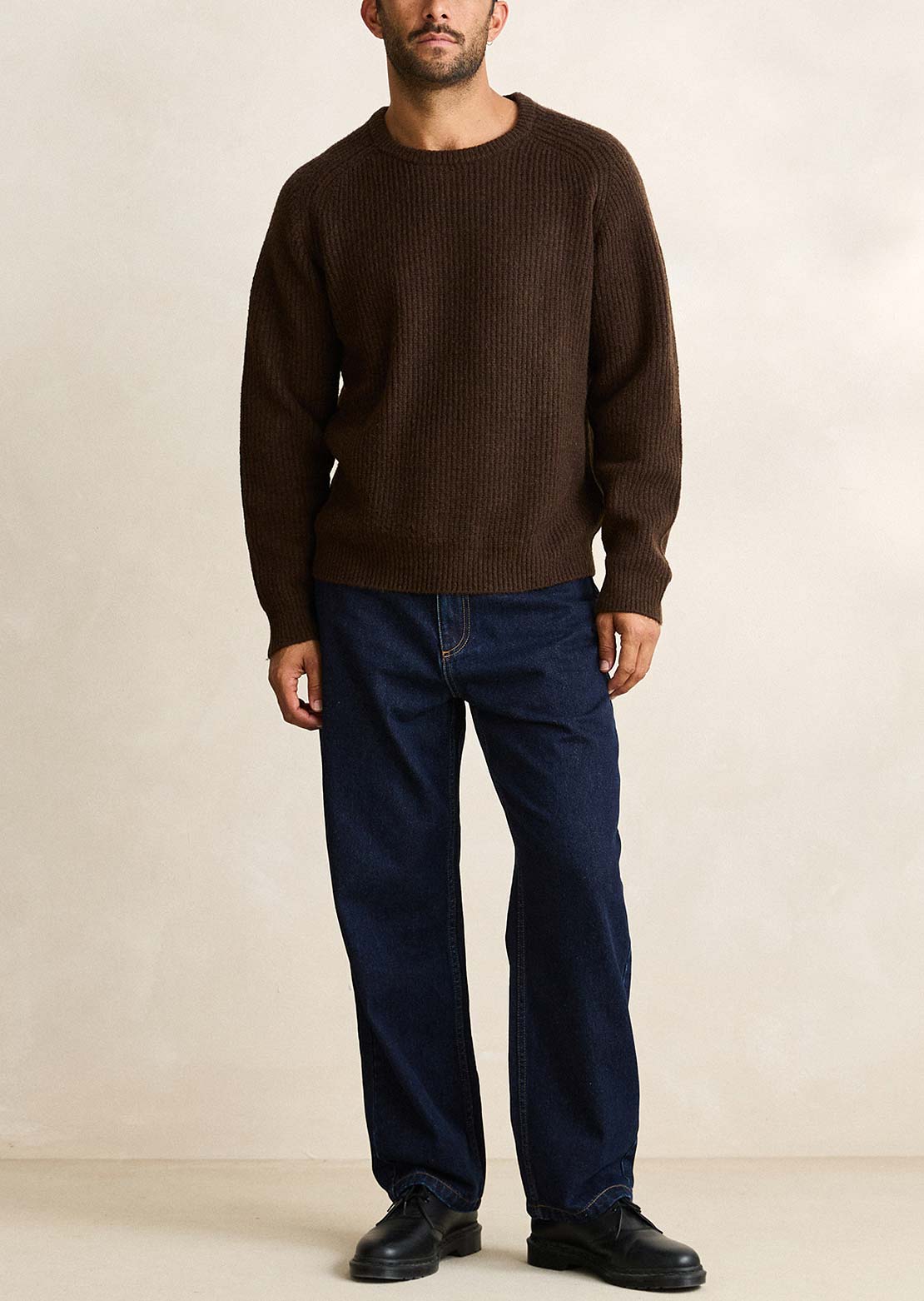 Rhythm Men's Vintage Waffle Knit Sweater Chocolate