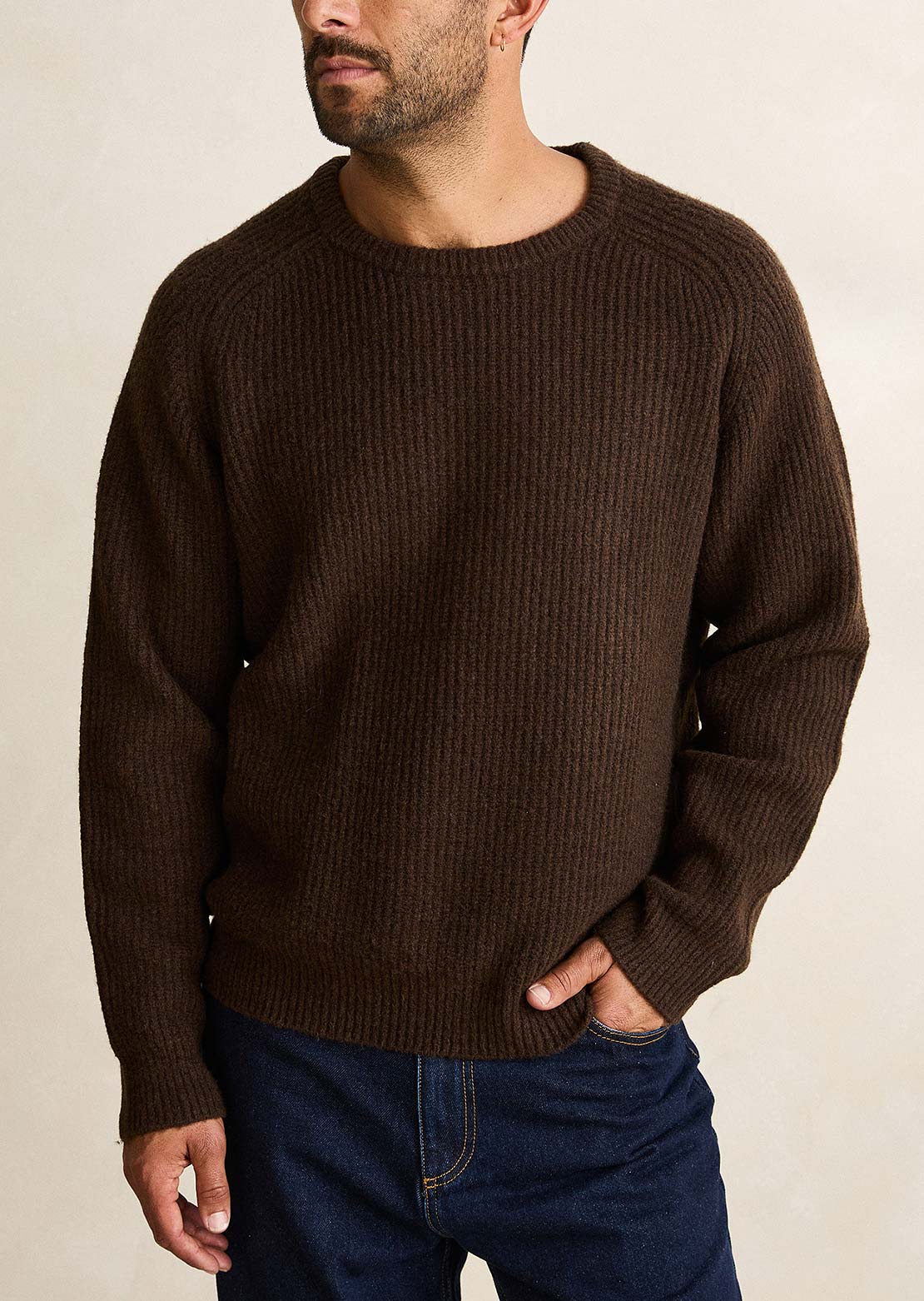 Rhythm Men's Vintage Waffle Knit Sweater Chocolate