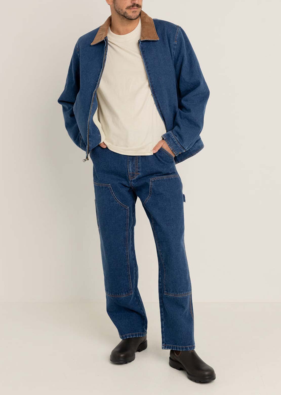 Rhythm Men's Washed Denim James Jacket Blue Wash
