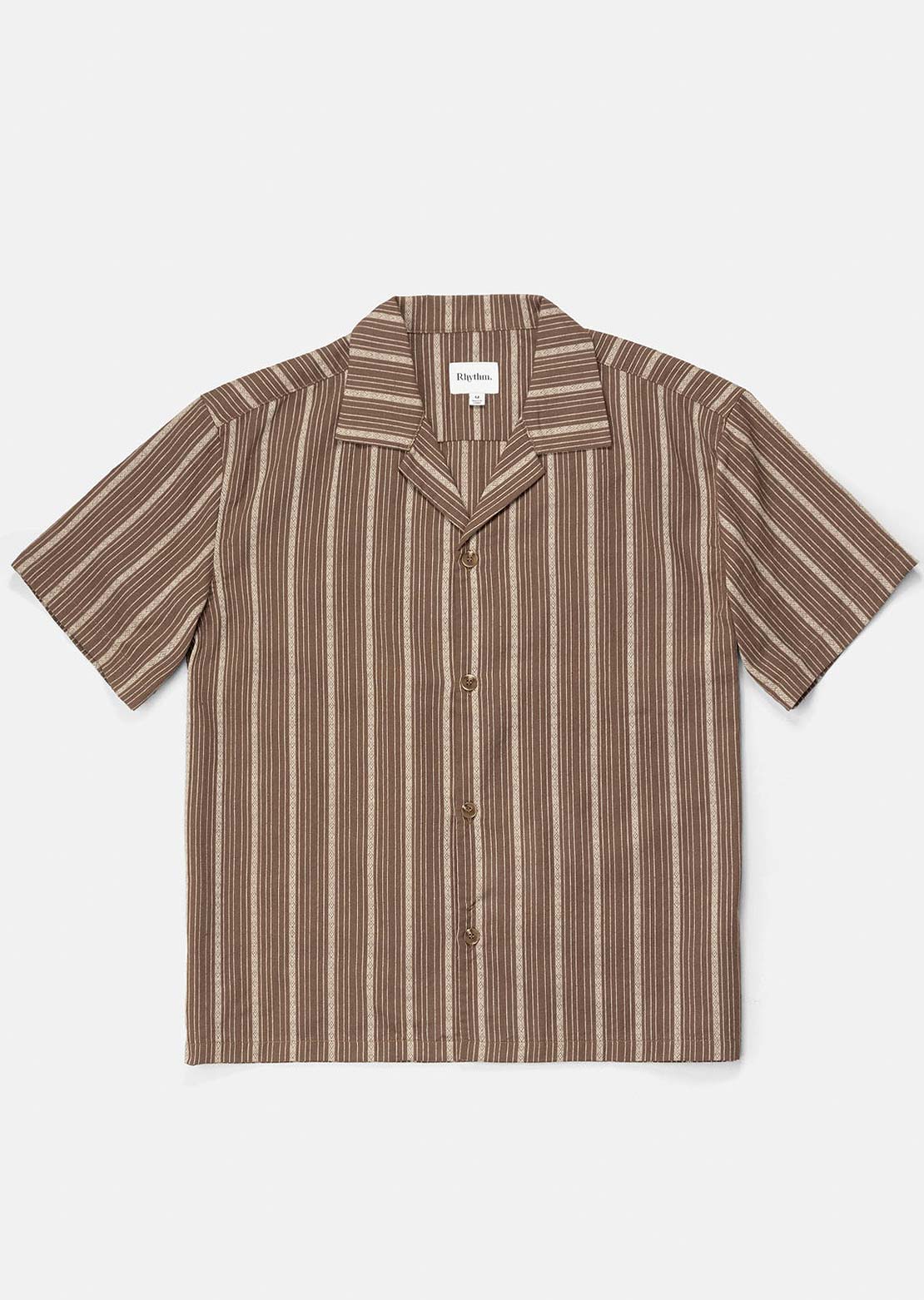Rhythm Men's West Winds Stripe Button Up Shirt Brown