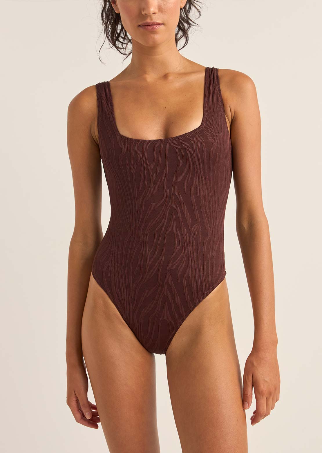 Rhythm Women's Amazon Square Neck One-Piece Chocolate