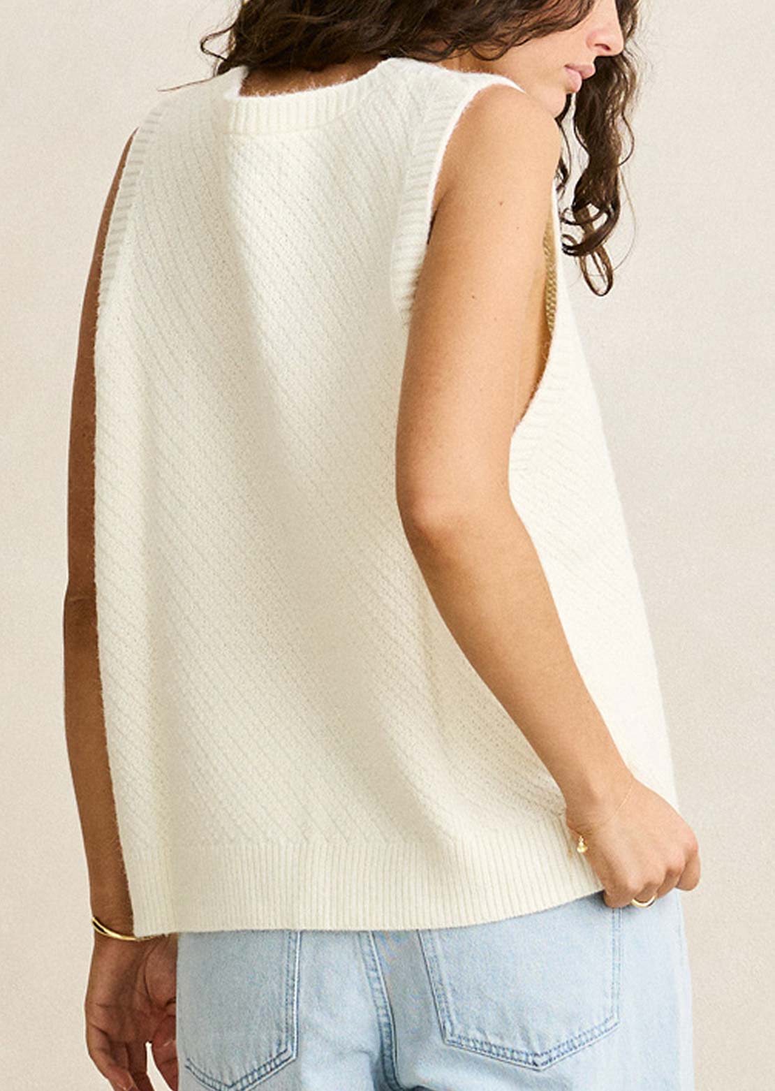 Rhythm Women's Archer Knit Vest Vintage White