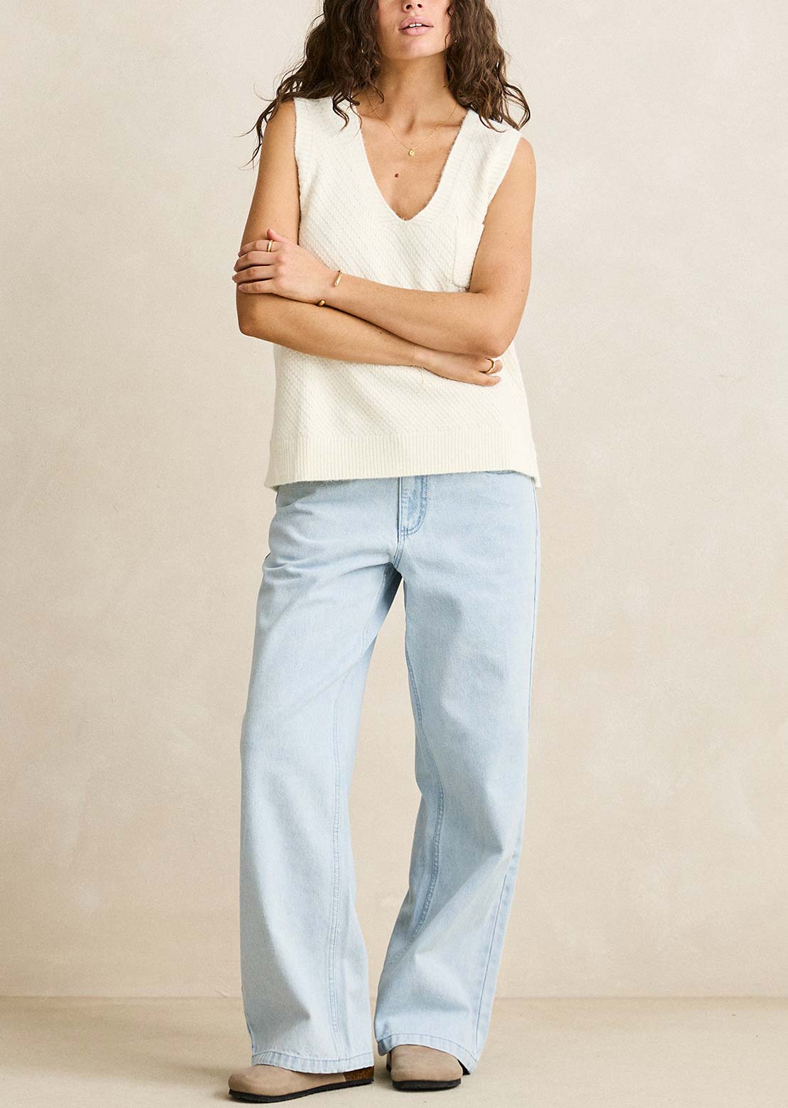 Rhythm Women's Archer Knit Vest Vintage White