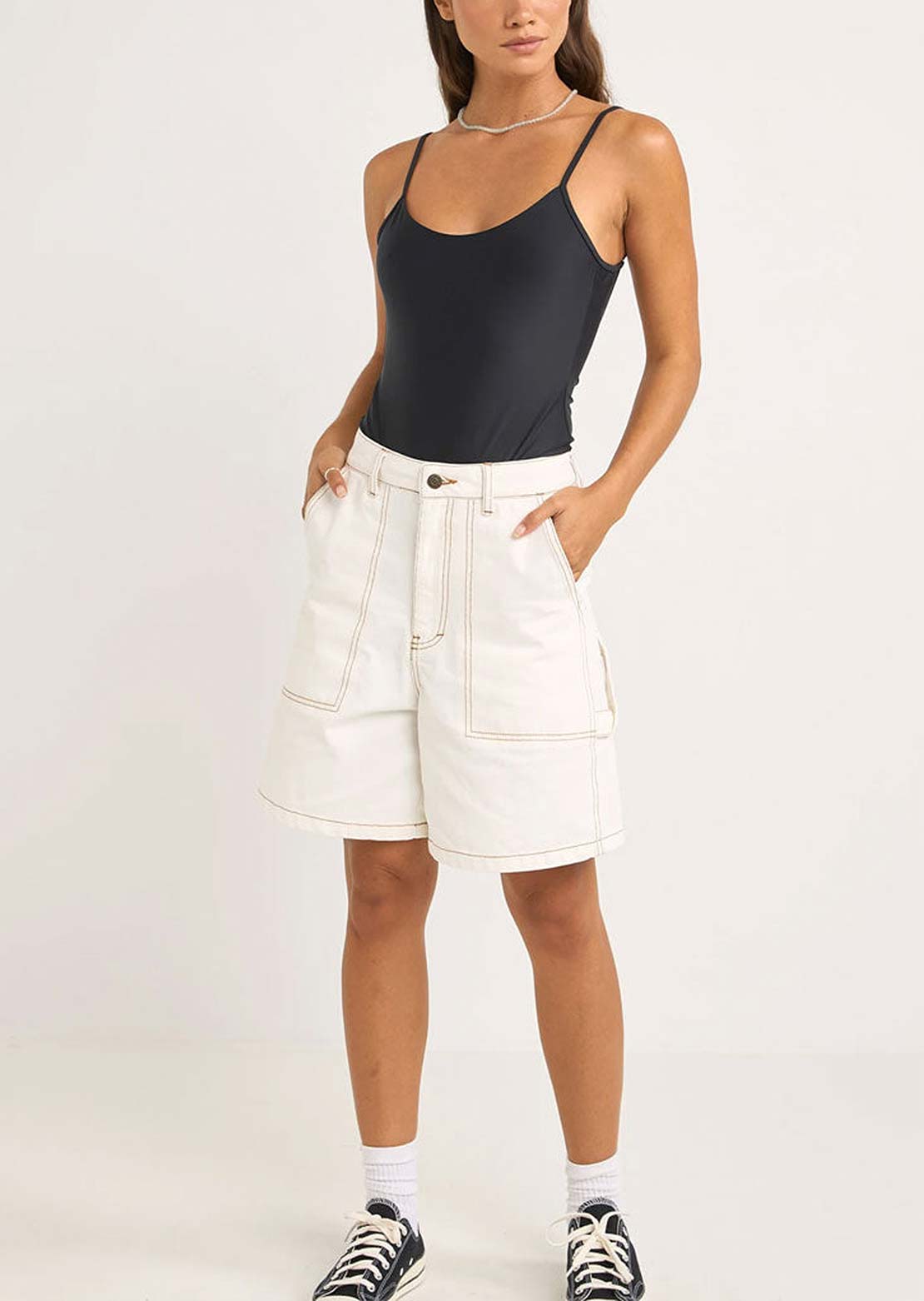 Rhythm Women's Camilla Carpenter Shorts Ivory