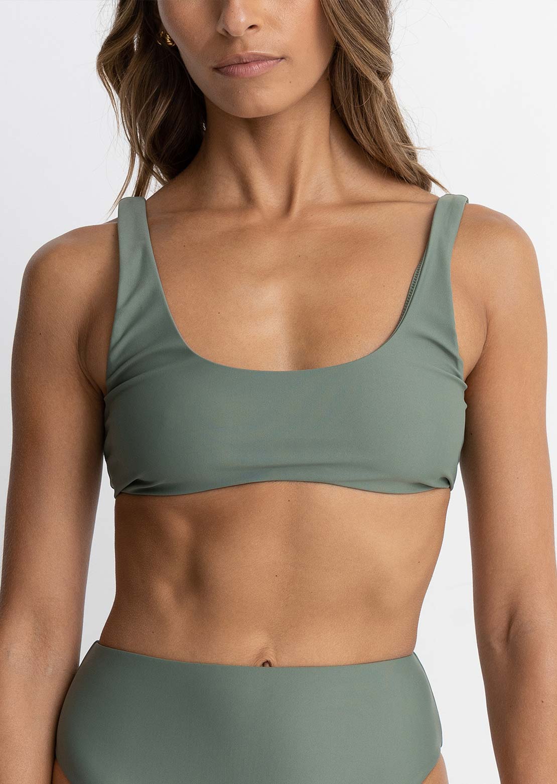Rhythm Women's Classic Crop Bikini Top Olive