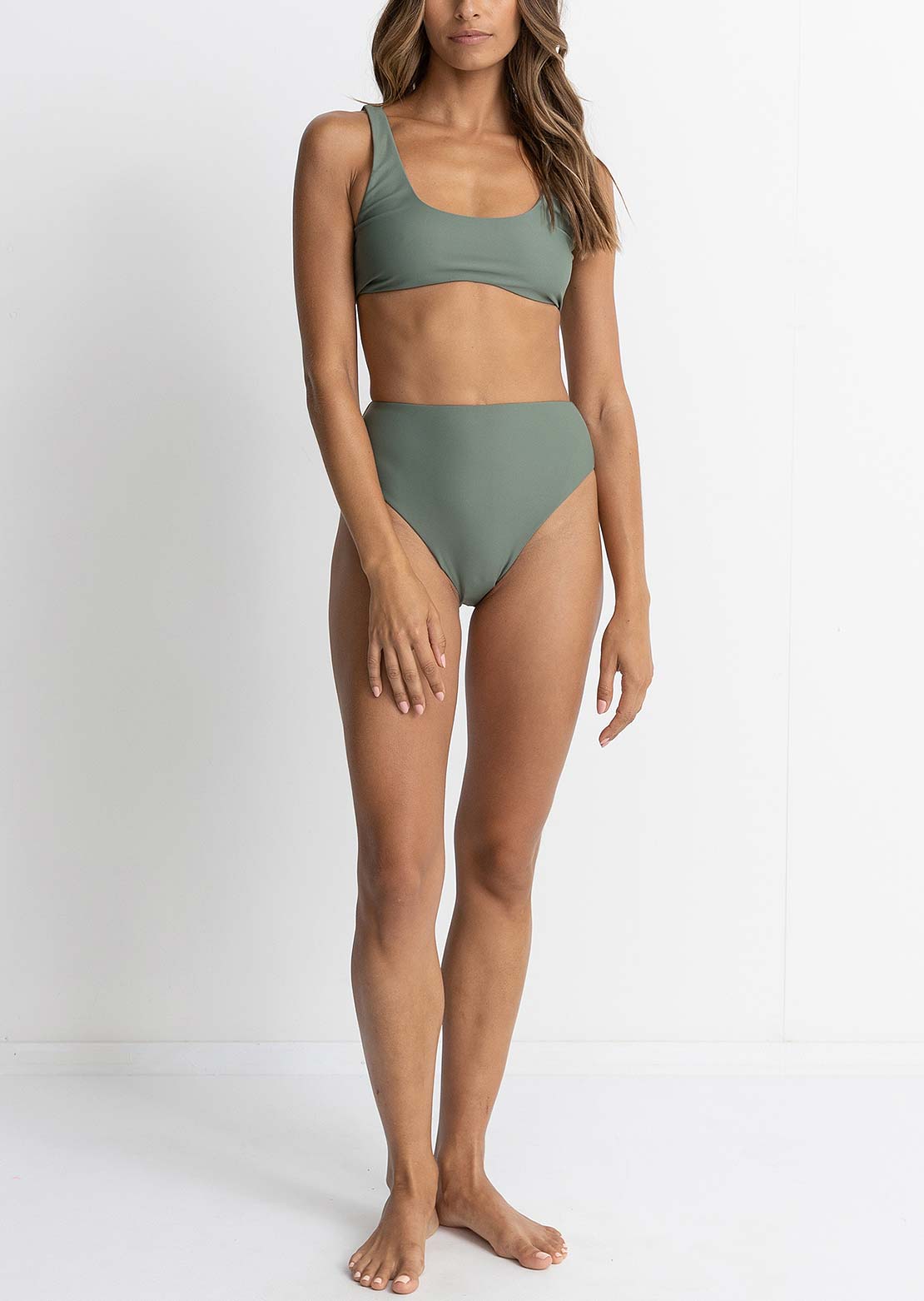 Rhythm Women's Classic Crop Bikini Top Olive