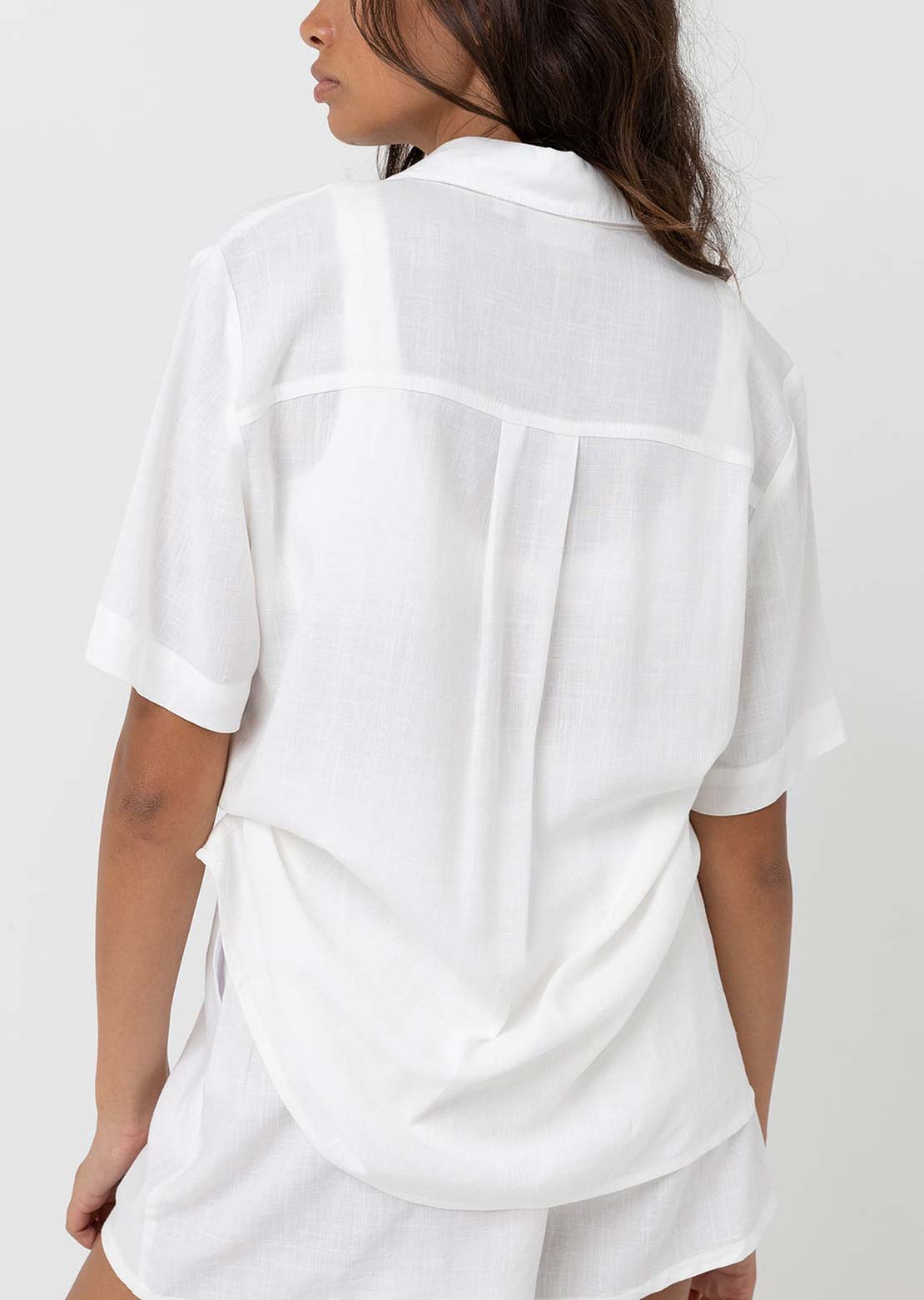 Rhythm Women's Classic Lounge Button Up Shirt White