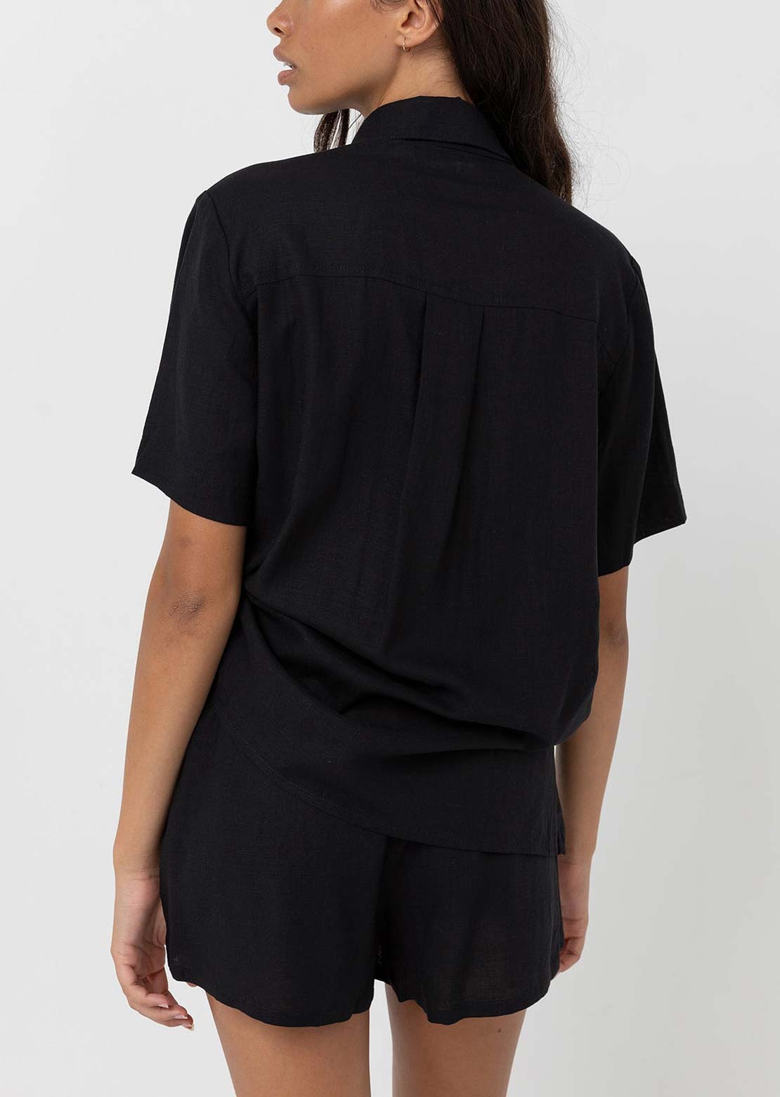 Rhythm Women's Classic Lounge Button Up Shirt Black